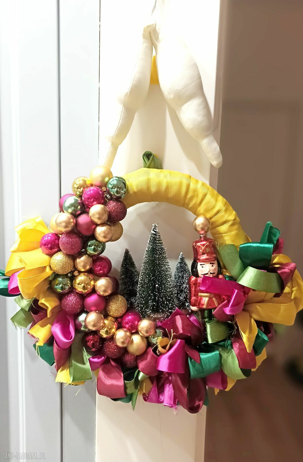 Wyjątkowy, bajeczny wieniec bożonarodzeniowy miodowy - handmade