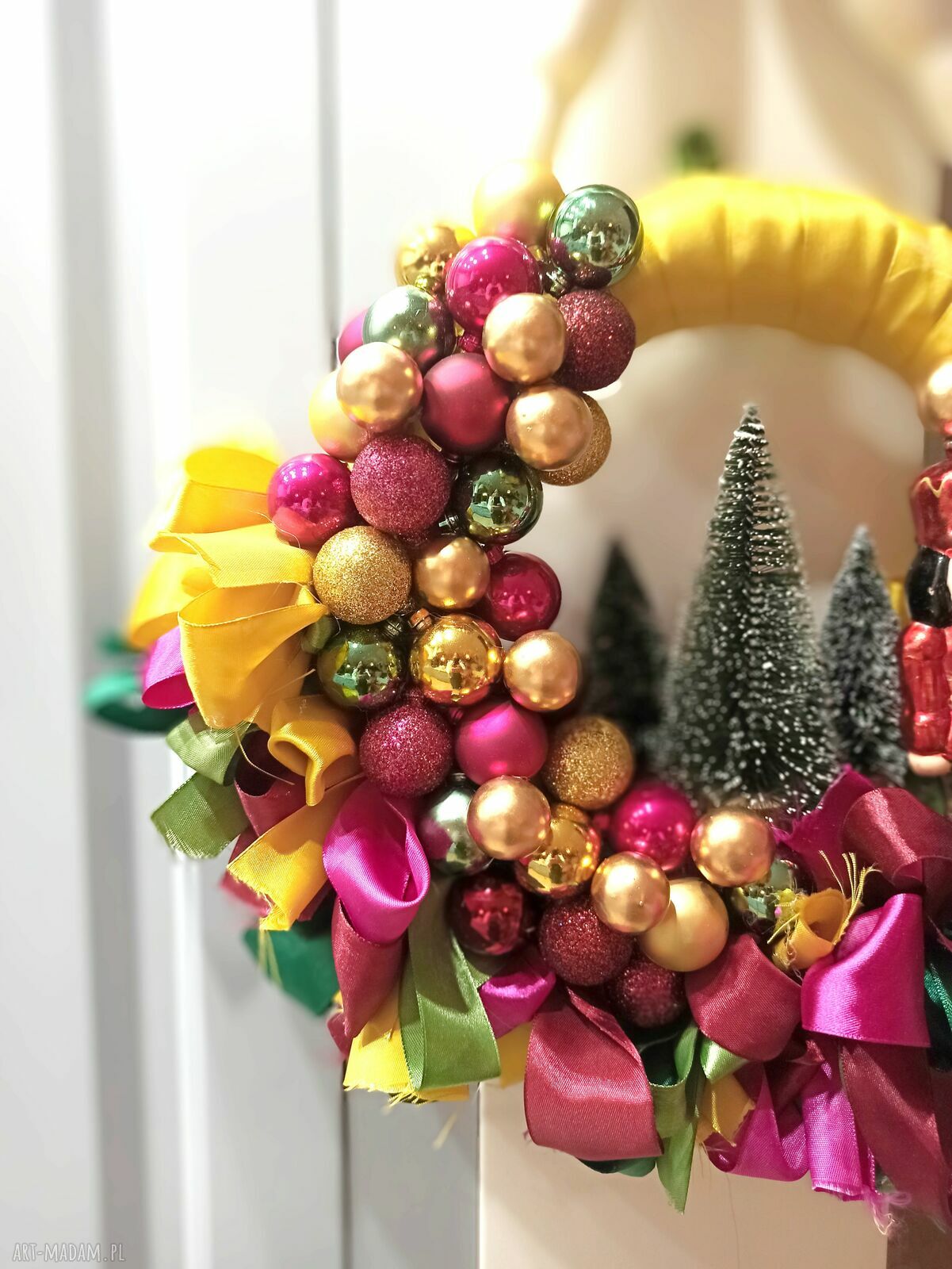 Wyjątkowy, bajeczny wieniec bożonarodzeniowy miodowy - handmade