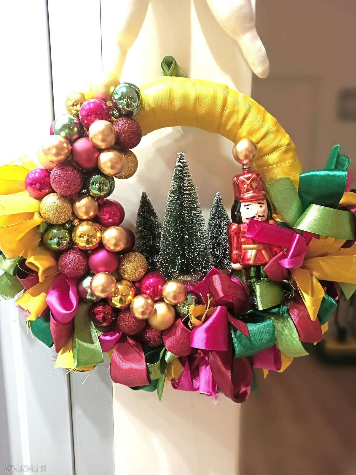 Wyjątkowy, bajeczny wieniec bożonarodzeniowy miodowy - handmade