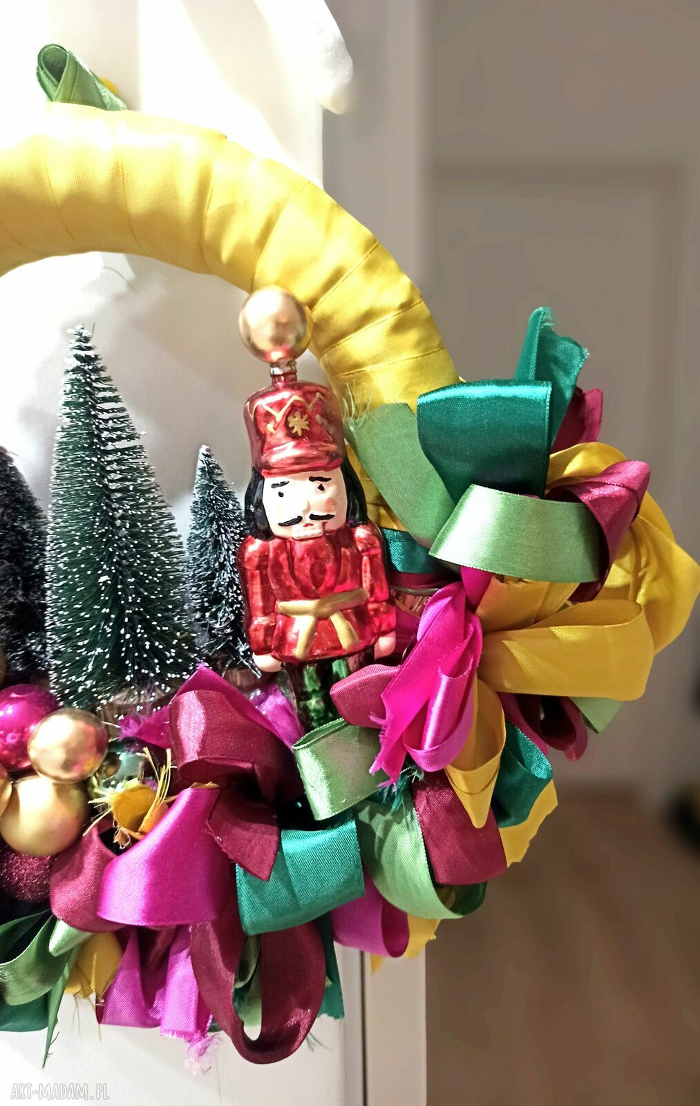 Wyjątkowy, bajeczny wieniec bożonarodzeniowy miodowy - handmade