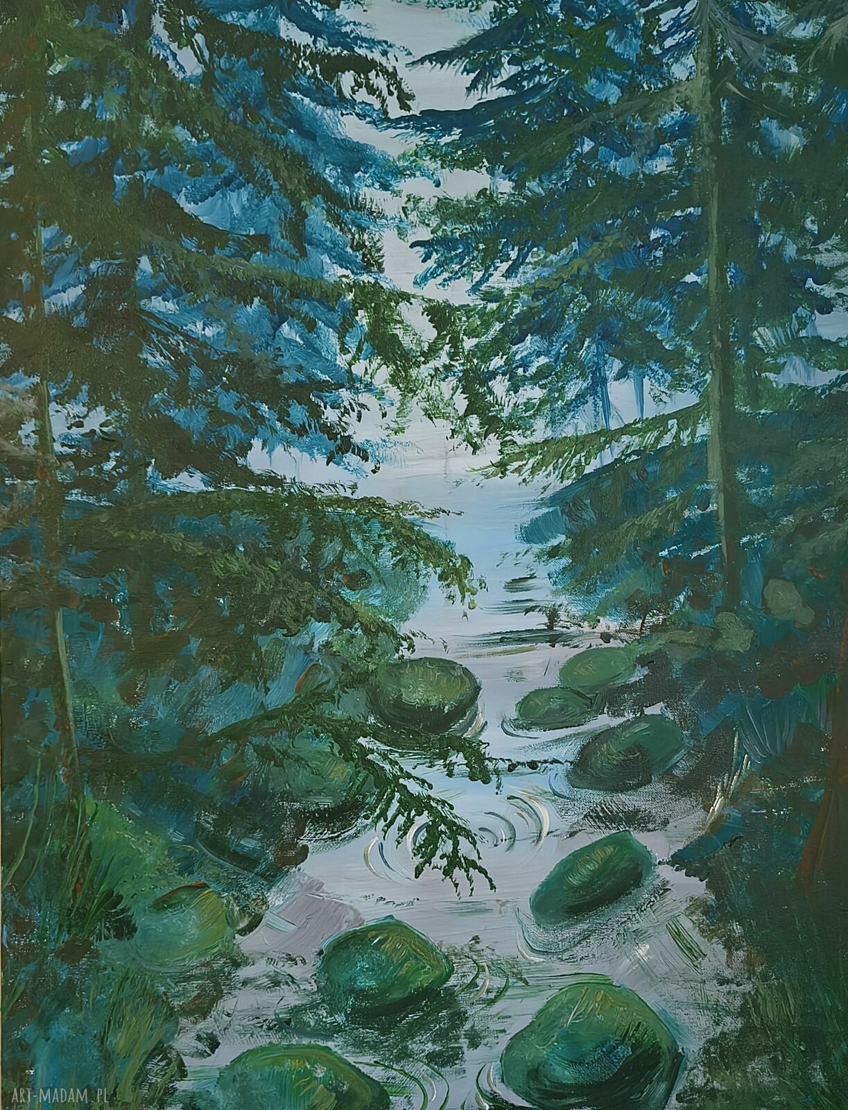 Obraz "Wyjście z lasu" - ręcznie malowany na płótnie, 78x58 cm