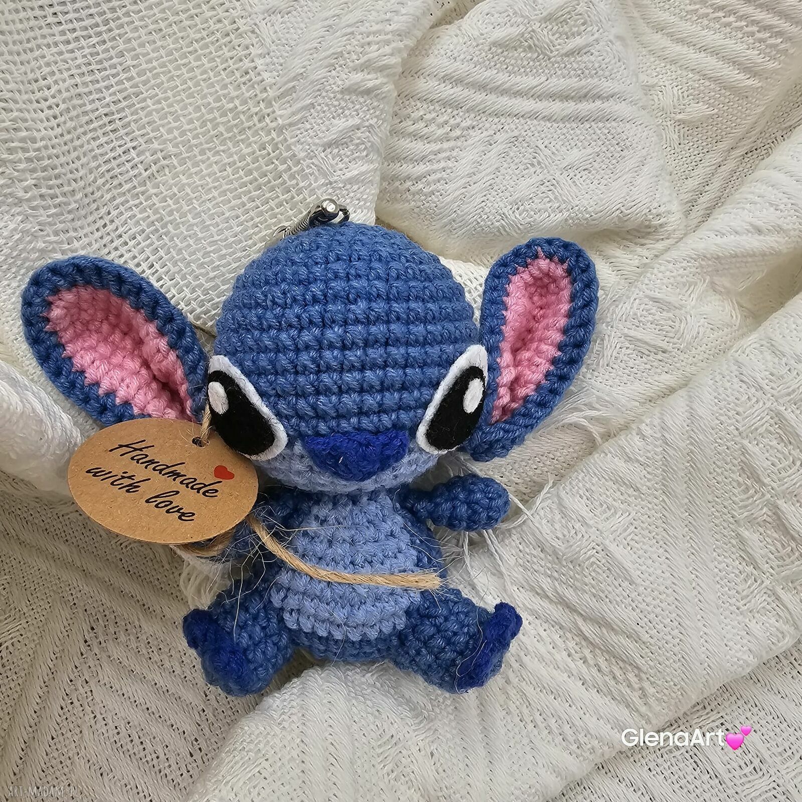 Stitch wykonany na szydełku - mała zawieszka-brelok