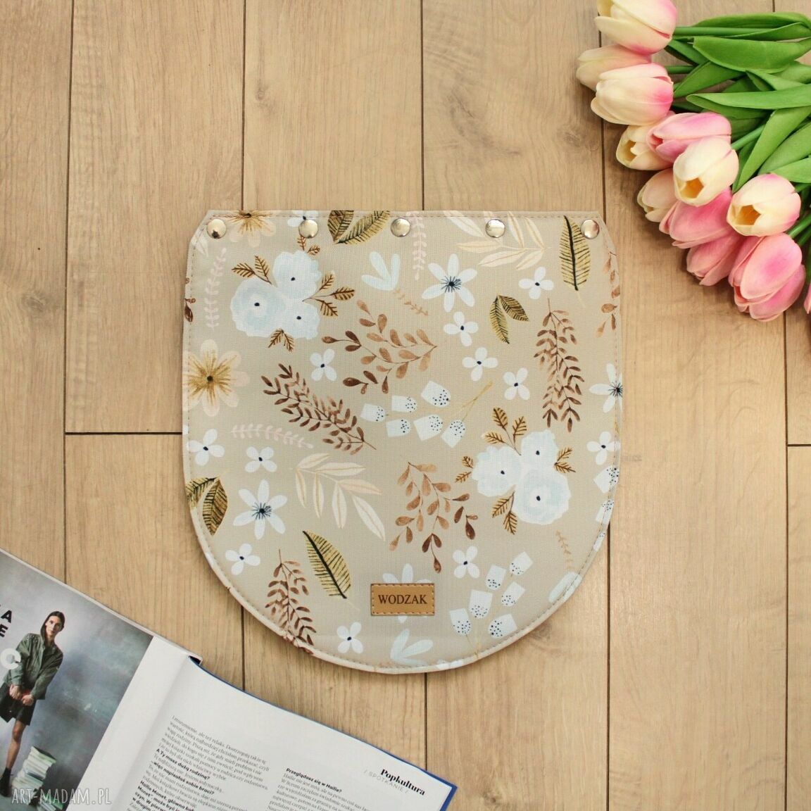 Wymienna torebki erin listki kwiaty beżowa torebka klapką