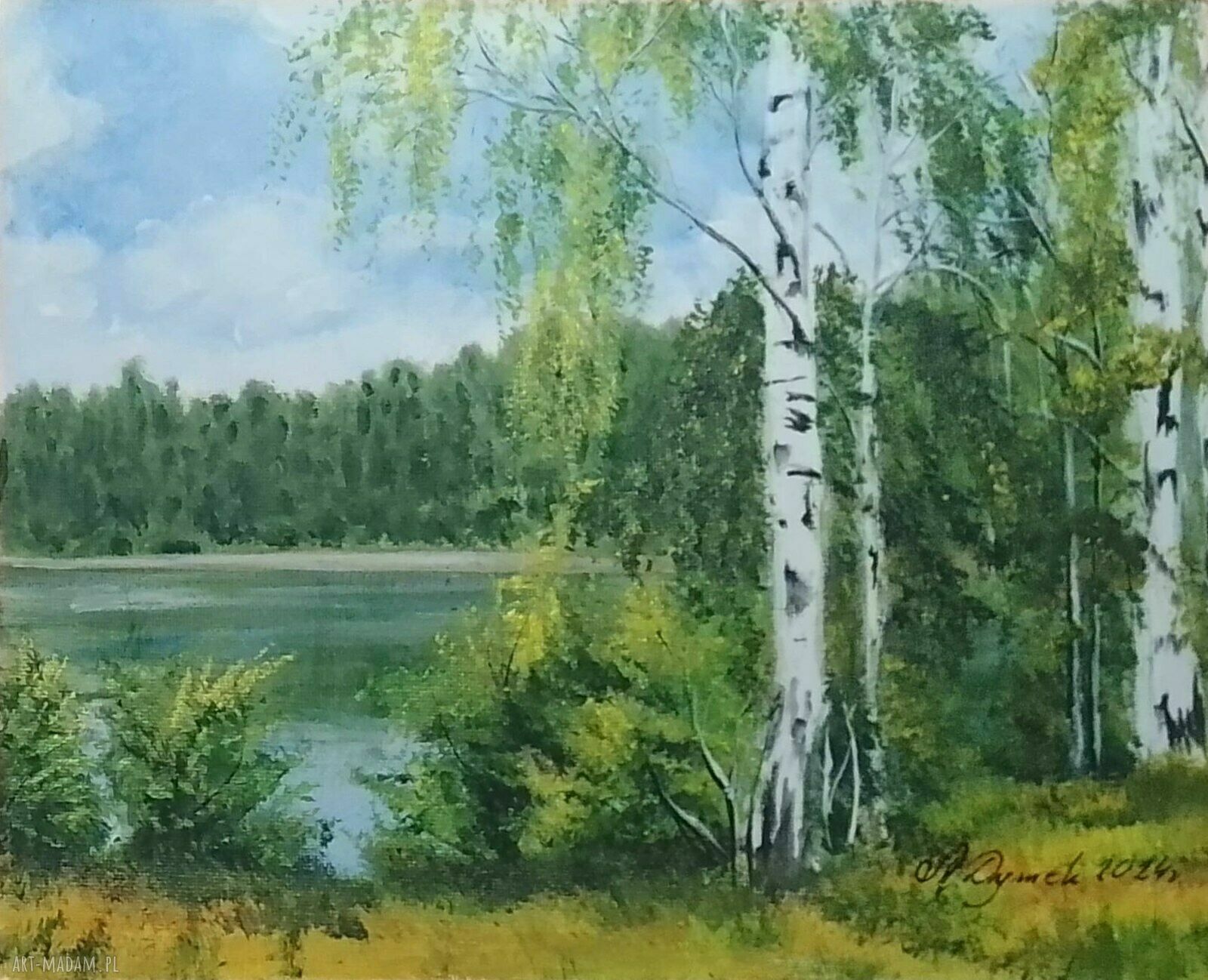 Brzozy w kolorze - ręcznie malowany zestaw 2 obrazów akrylowych 24x30