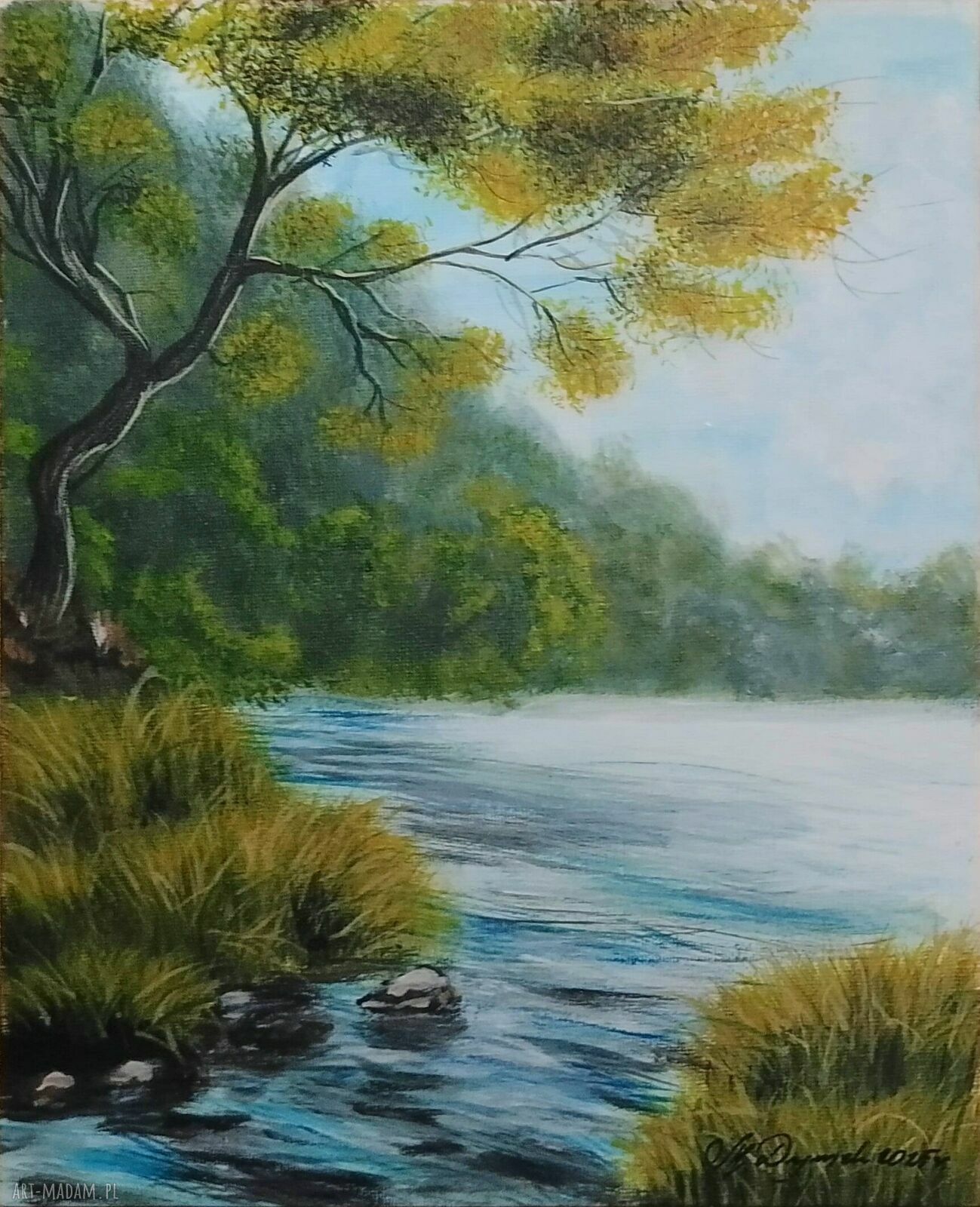 Barwny pejzaż - zestaw 2 ręcznie malowanych obrazów akrylowych 30x24 cm