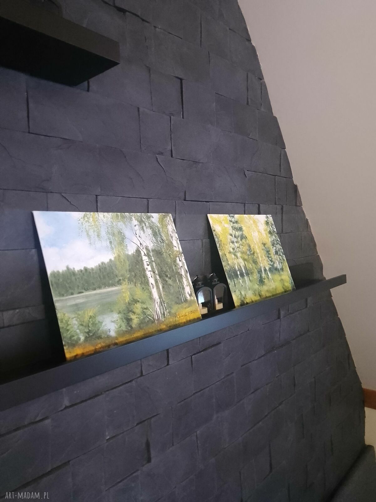 Brzozy w kolorze - ręcznie malowany zestaw 2 obrazów akrylowych 24x30