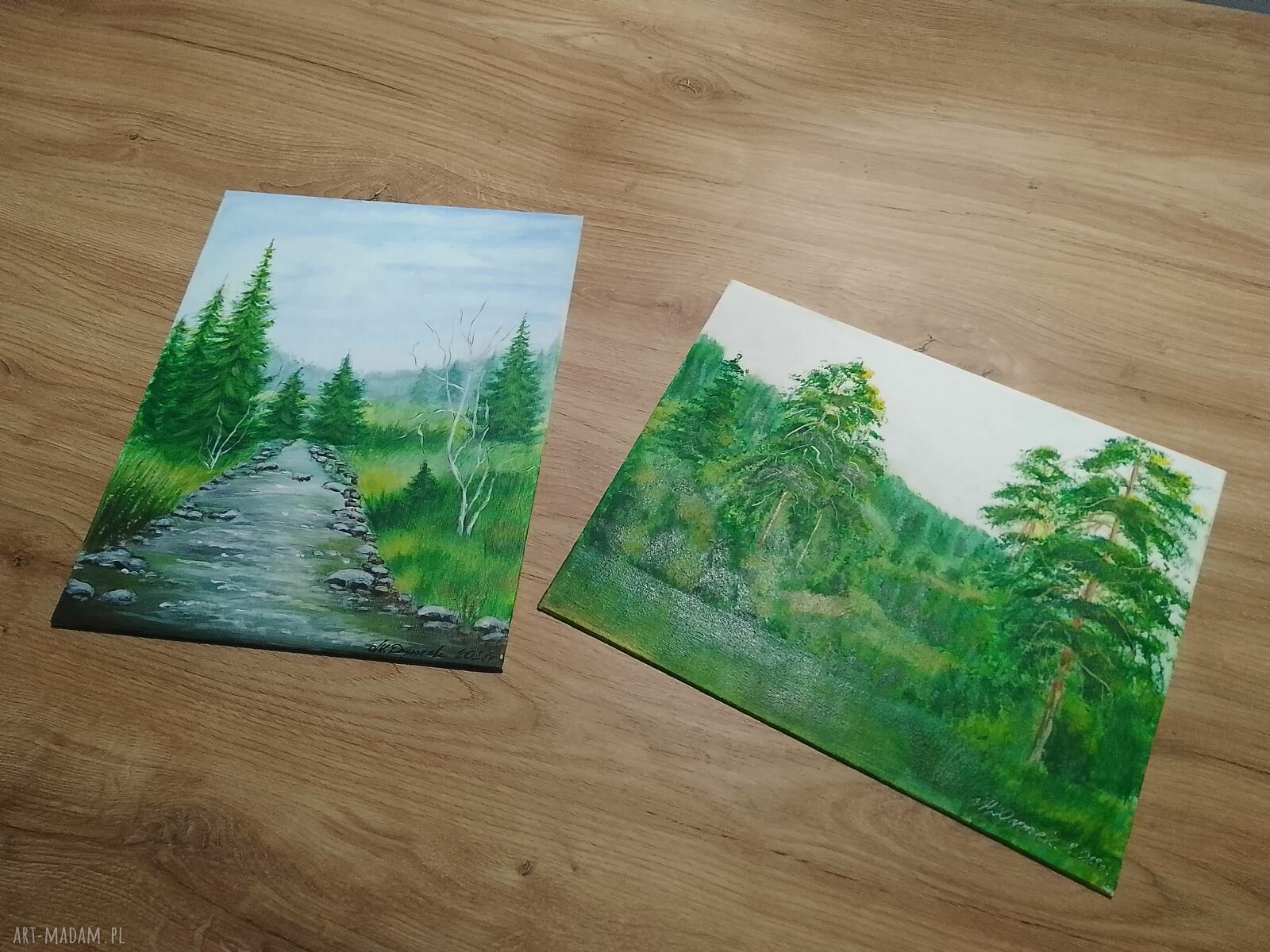 Wiosna-Lato - zestaw 2 ręcznie malowanych obrazów akrylowych (pejzaż do salonu i sypialni)