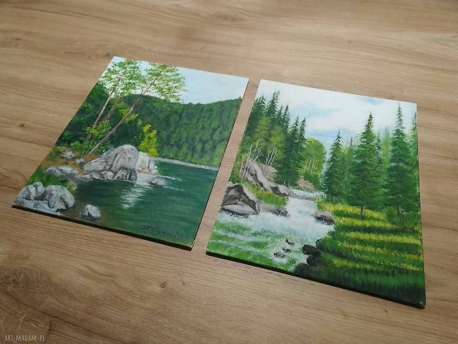 Wyprzedaż: zestaw ręcznie malowanych obrazów „Cudna Wiosna” - 2x 30x24 cm (akryl)