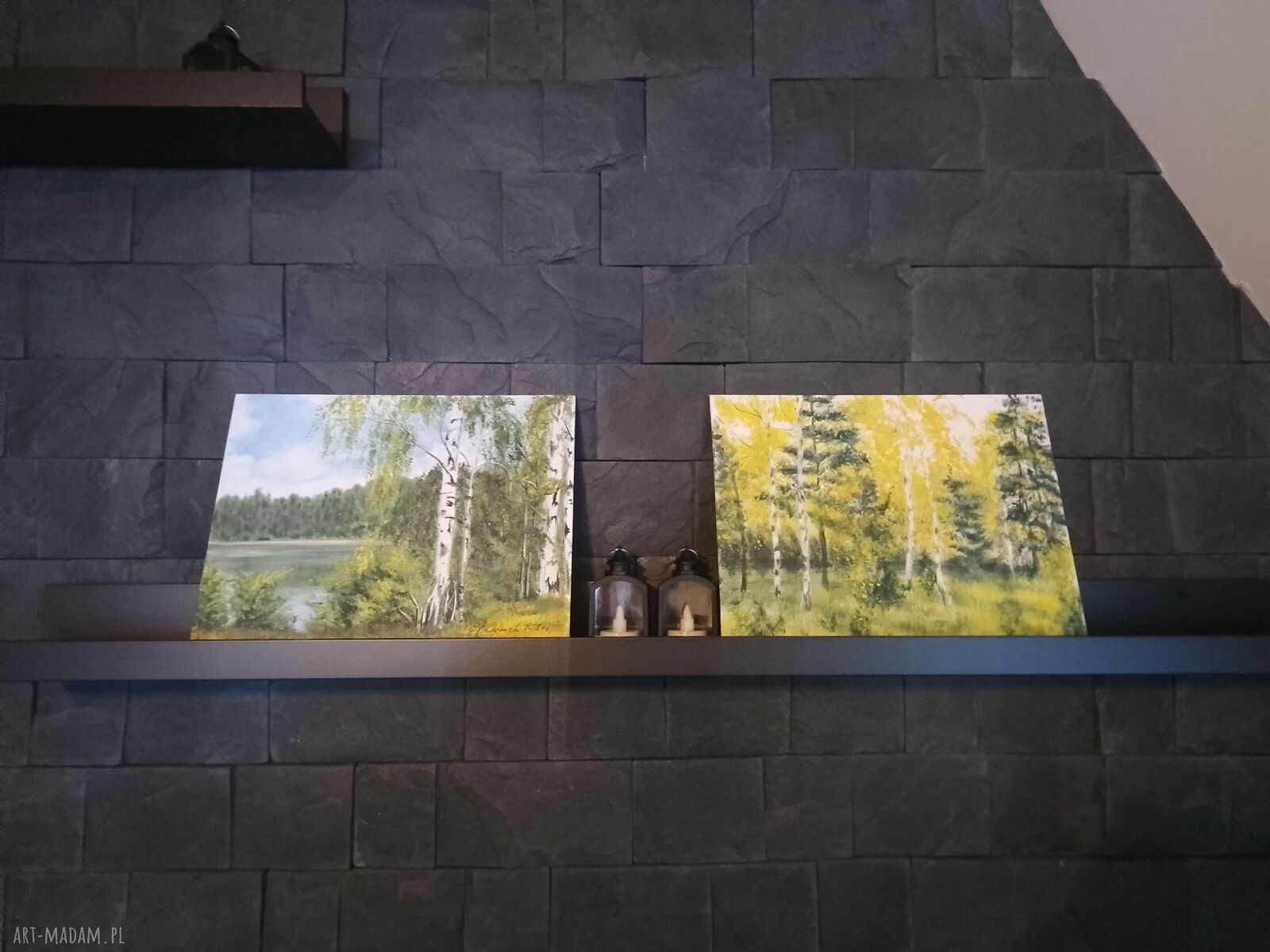 Brzozy w kolorze - ręcznie malowany zestaw 2 obrazów akrylowych 24x30