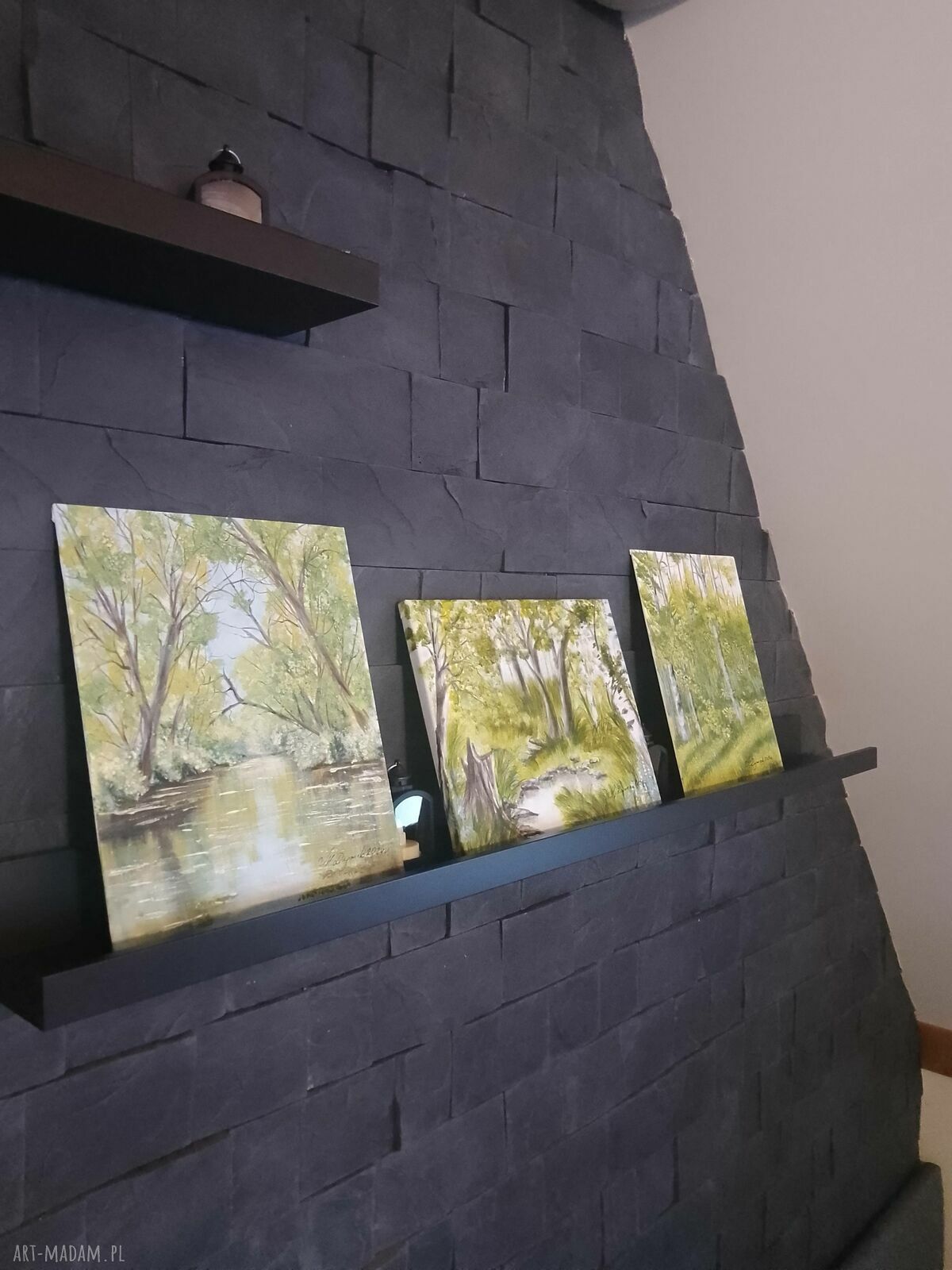 Zestaw ręcznie malowanych obrazów akrylowych „LEŚNY” - 3 w tym 1 gratis
