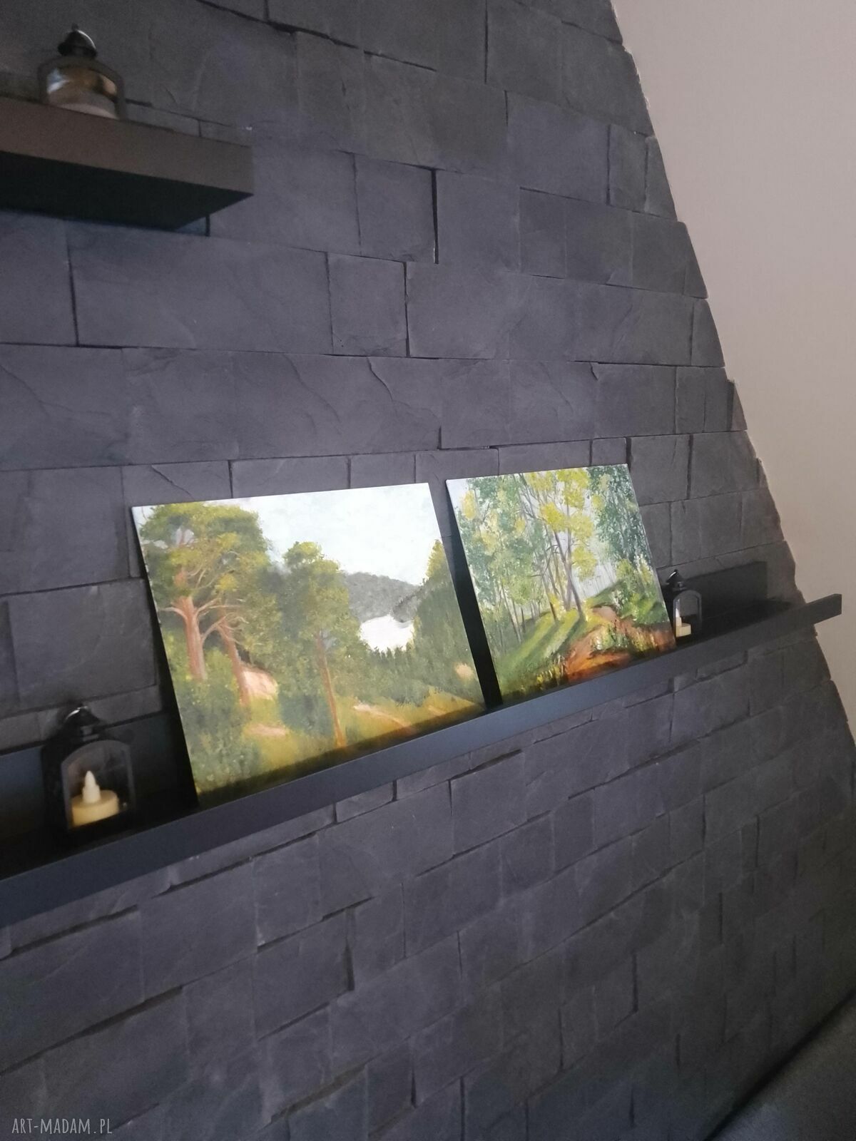 Zielono mi - zestaw 2 ręcznie malowanych obrazów akrylowych 30x24 cm