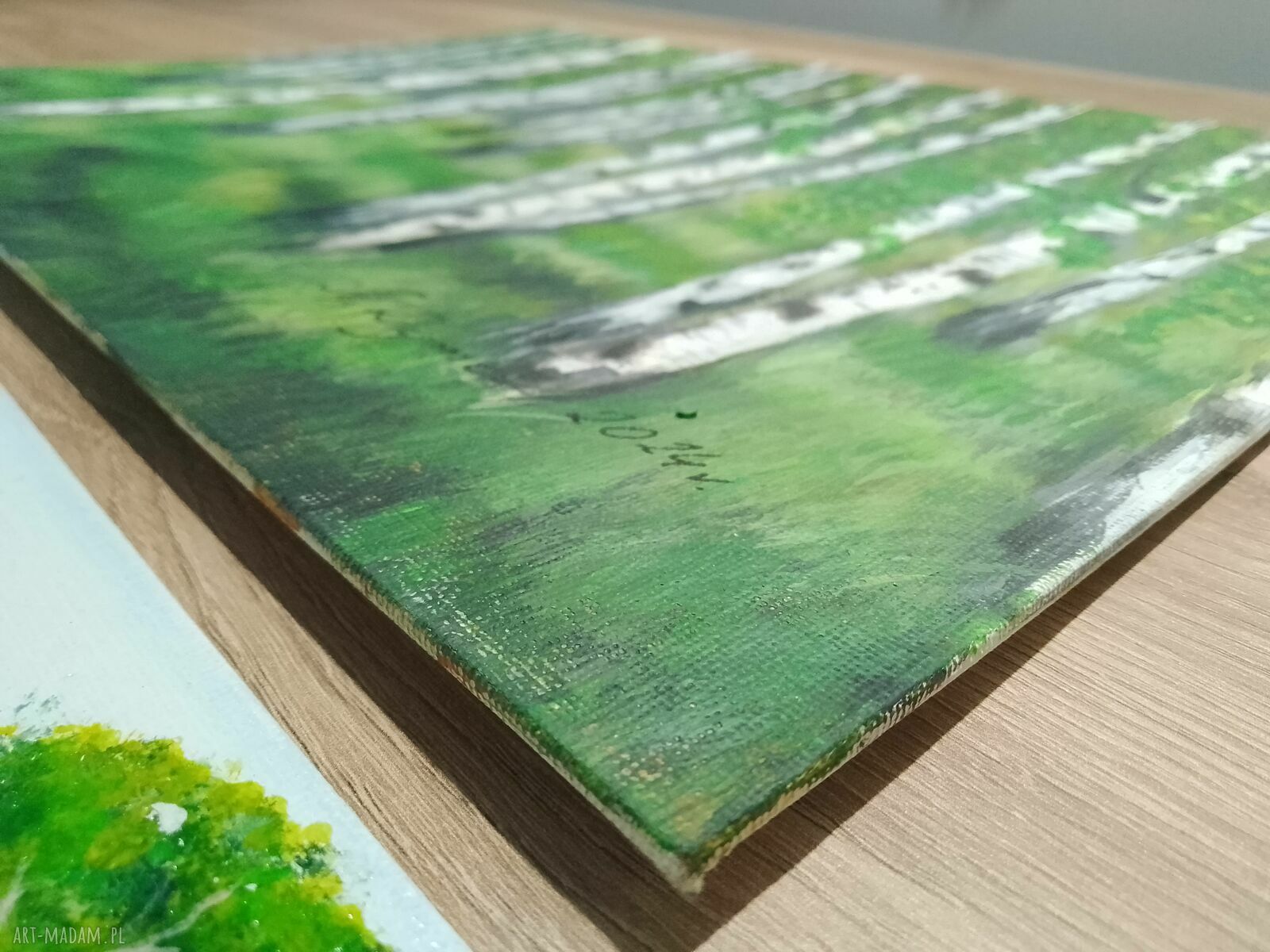 Zielone pejzaże - zestaw ręcznie malowanych obrazów (3-częściowy)