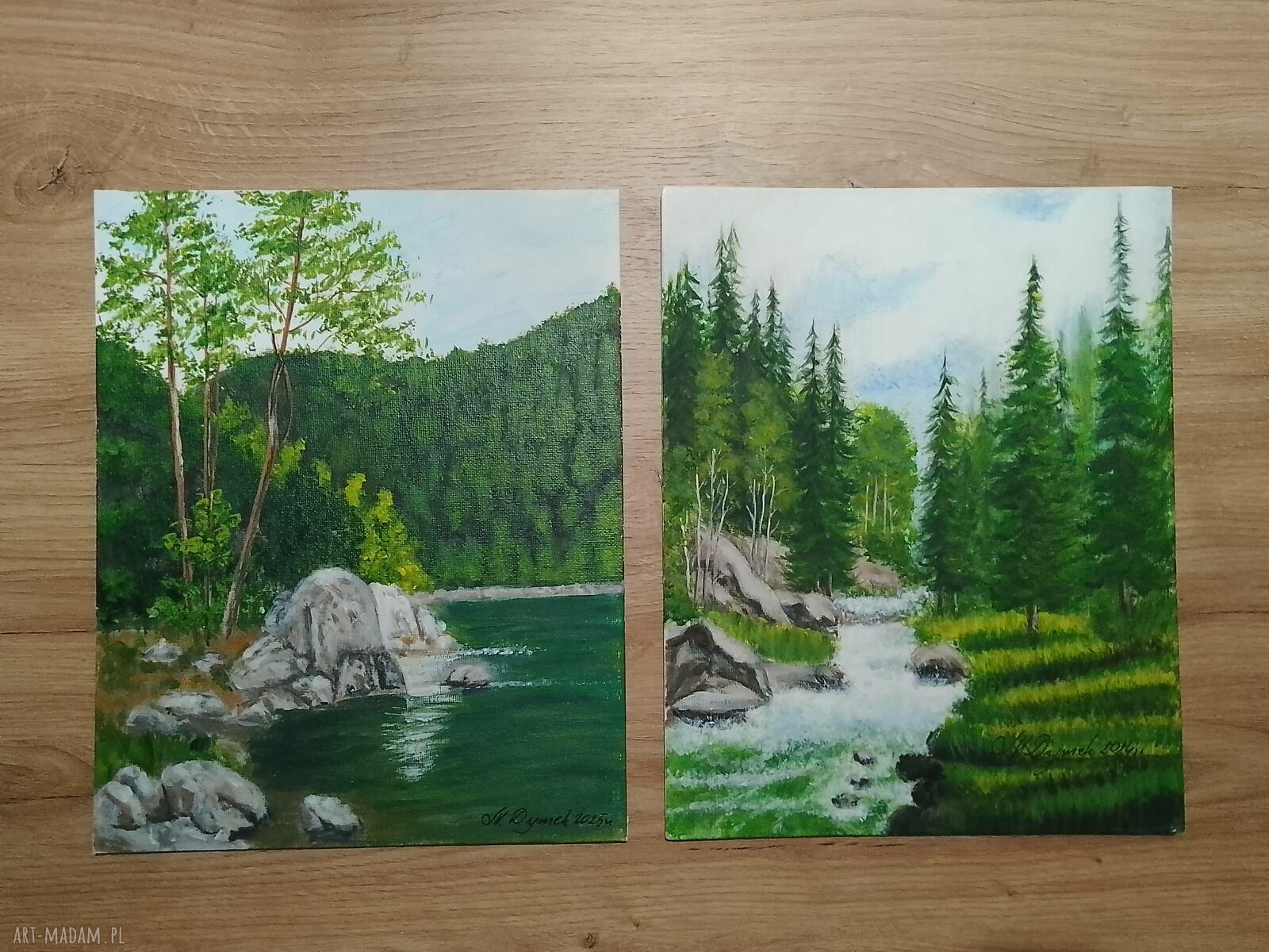 Wyprzedaż: zestaw ręcznie malowanych obrazów „Cudna Wiosna” - 2x 30x24 cm akryl