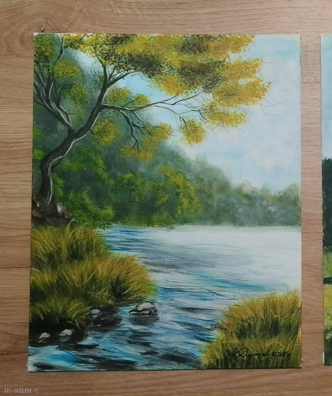 Barwny pejzaż - zestaw 2 ręcznie malowanych obrazów akrylowych 30x24 cm