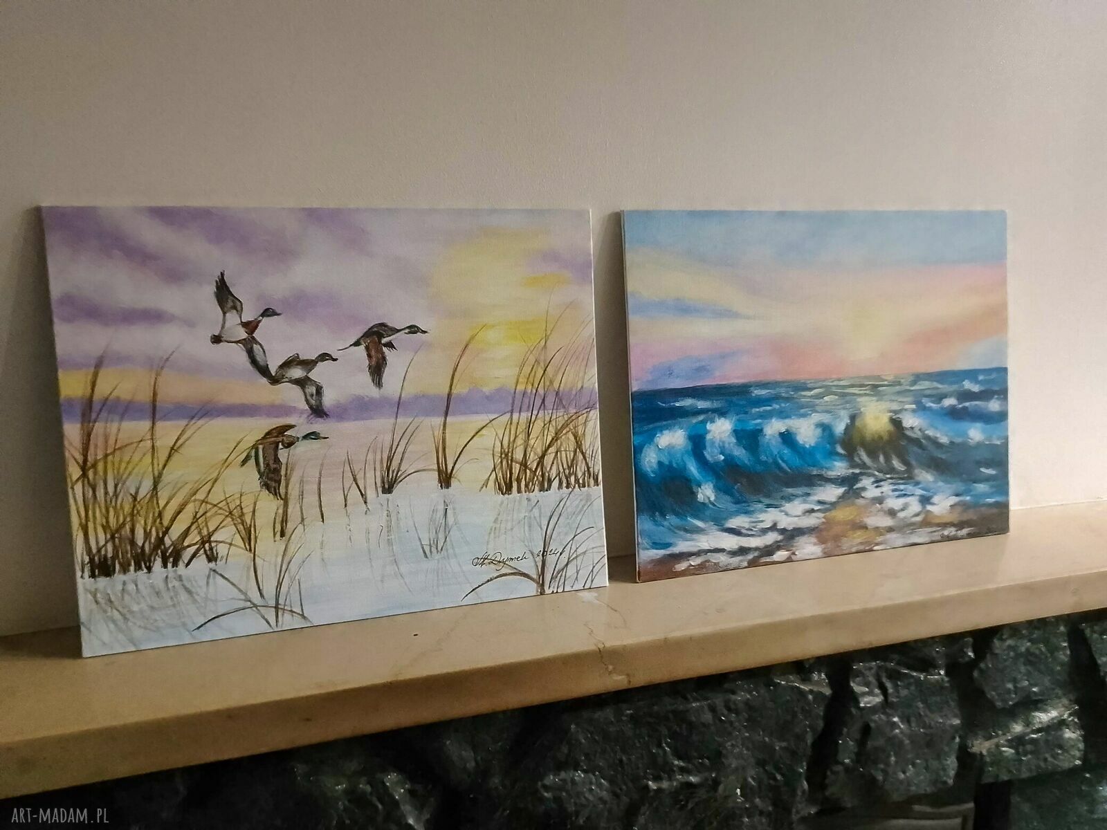Dyptyk 'Wolność i bezkres' - 2 obrazy ręcznie malowane akrylem 2x24x30 cm