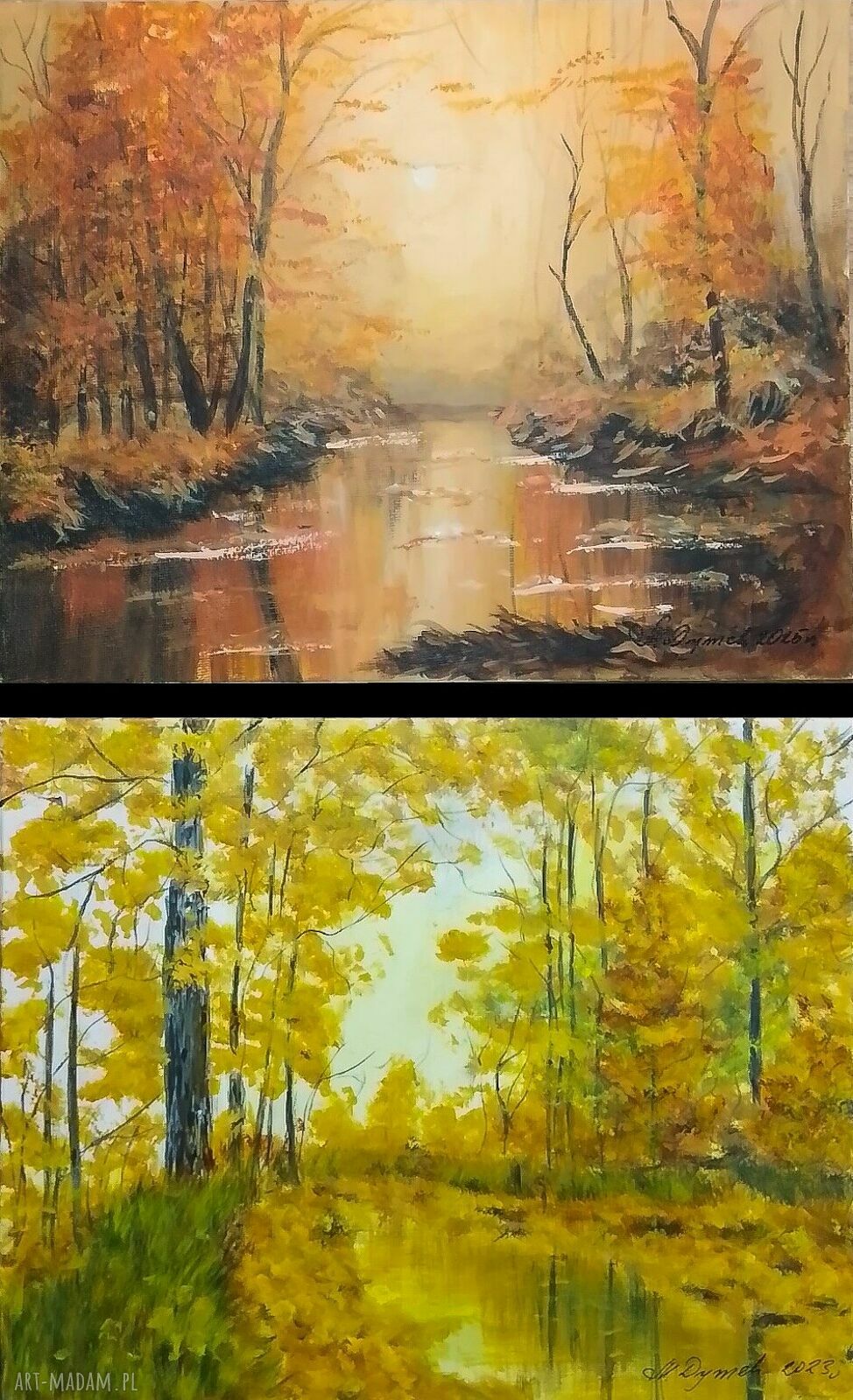 Dyptyk „Jesienne Ciepło i Nostalgia” - ręcznie malowane obrazy akrylowe 2x24x30 cm
