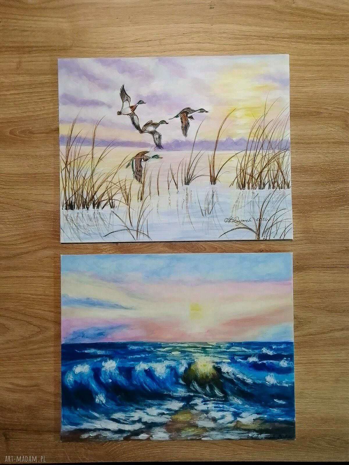 Dyptyk 'Wolność i bezkres' - 2 obrazy ręcznie malowane akrylem 2x24x30 cm