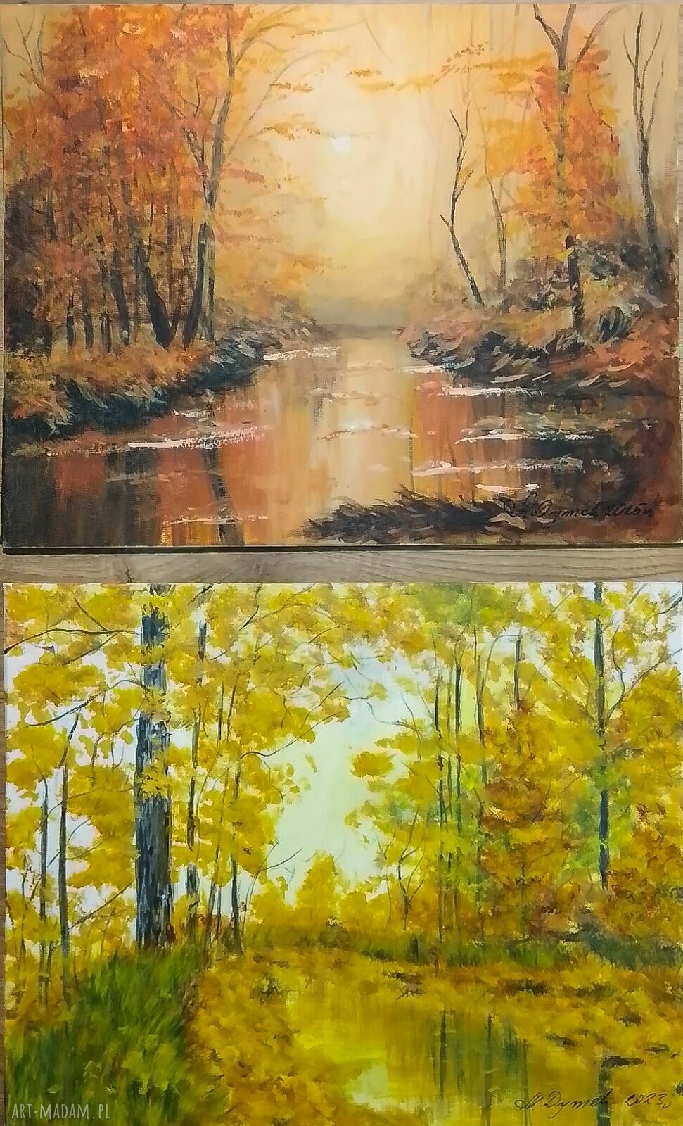 Dyptyk „Jesienne Ciepło i Nostalgia” - ręcznie malowane obrazy akrylowe 2x24x30 cm