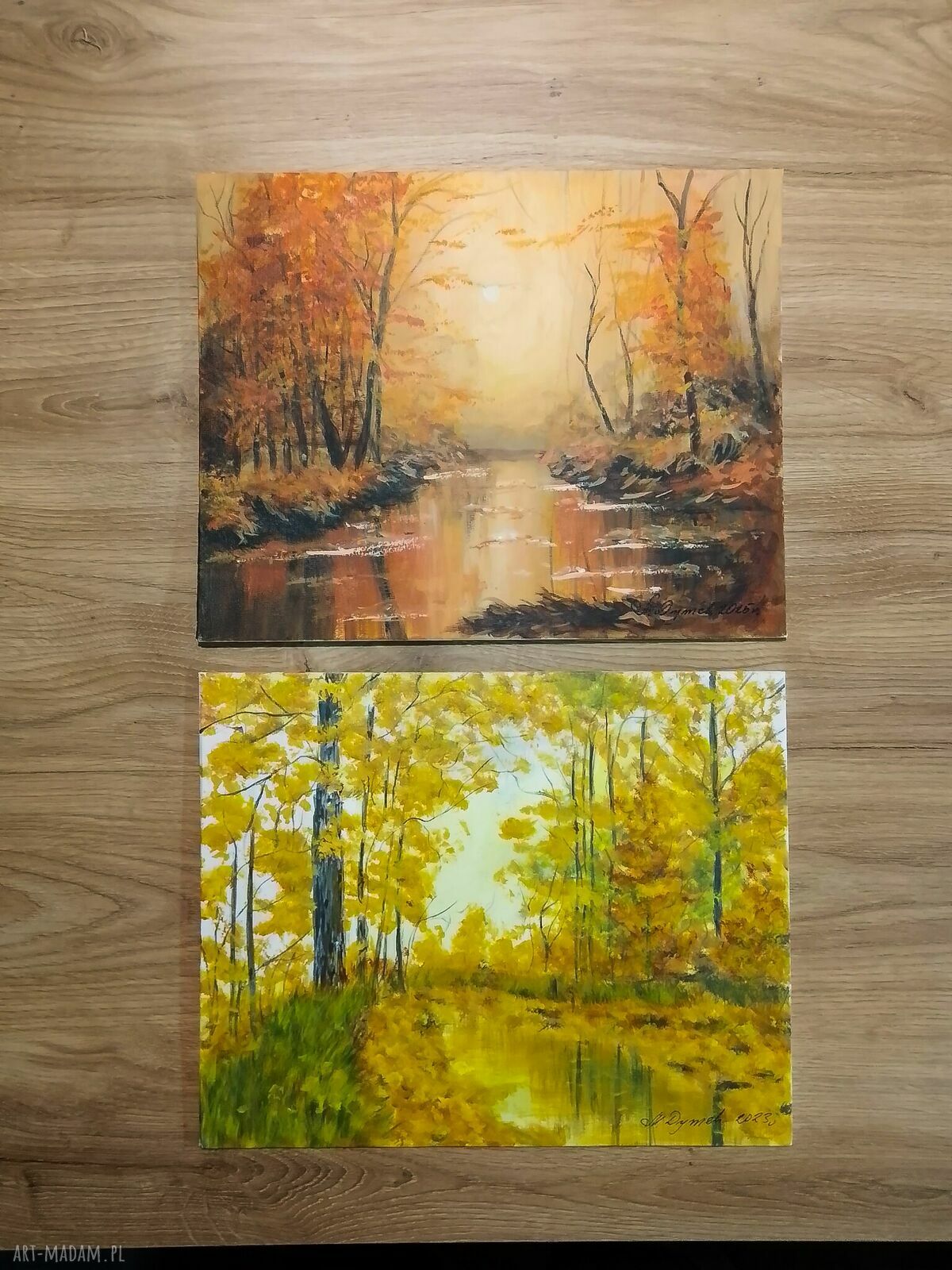 Dyptyk „Jesienne Ciepło i Nostalgia” - ręcznie malowane obrazy akrylowe 2x24x30 cm