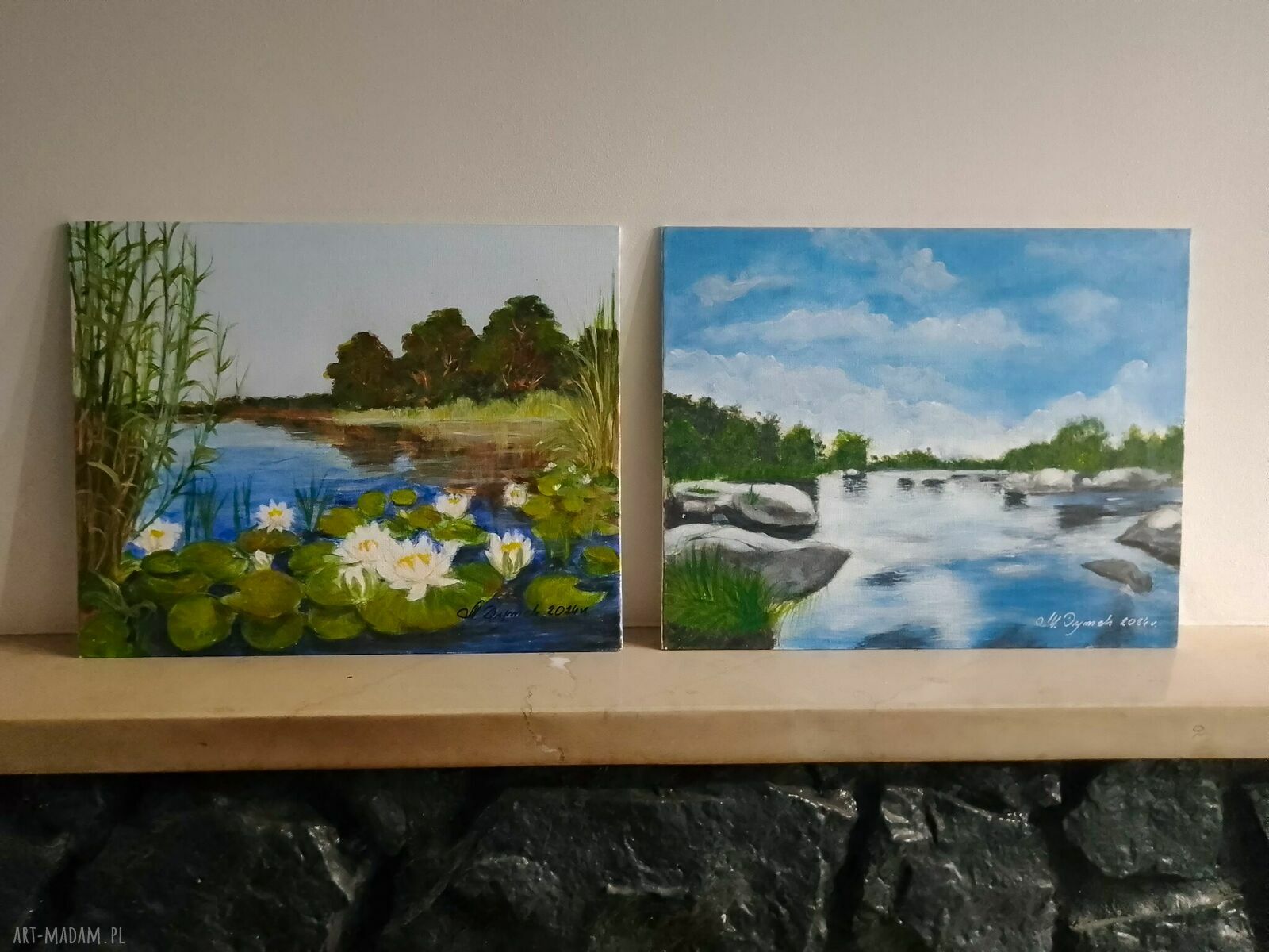 Dyptyk „Błękitne Przebudzenie” - wyprzedaż 2x 24x30 cm