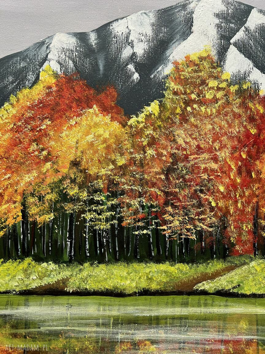 Wysoko w górach śnieg - ręcznie malowany obraz górski 50x70 cm