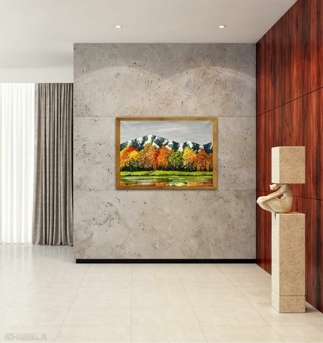 Wysoko w górach śnieg - ręcznie malowany obraz górski 50x70 cm