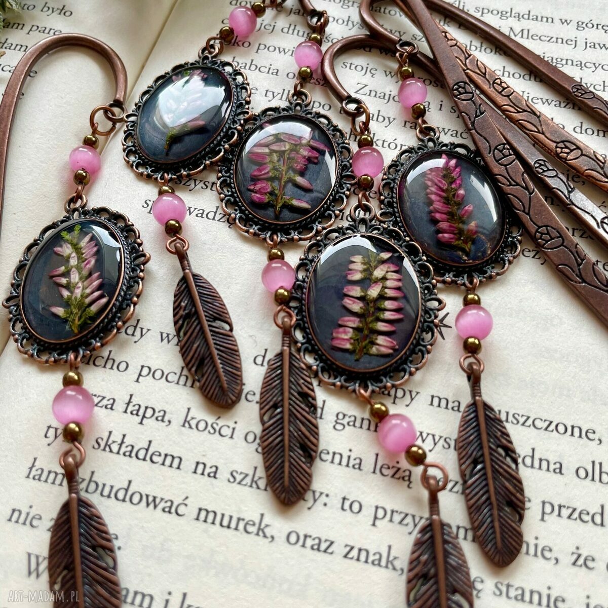 Wystawna zakładka z wrzosem Hand Made