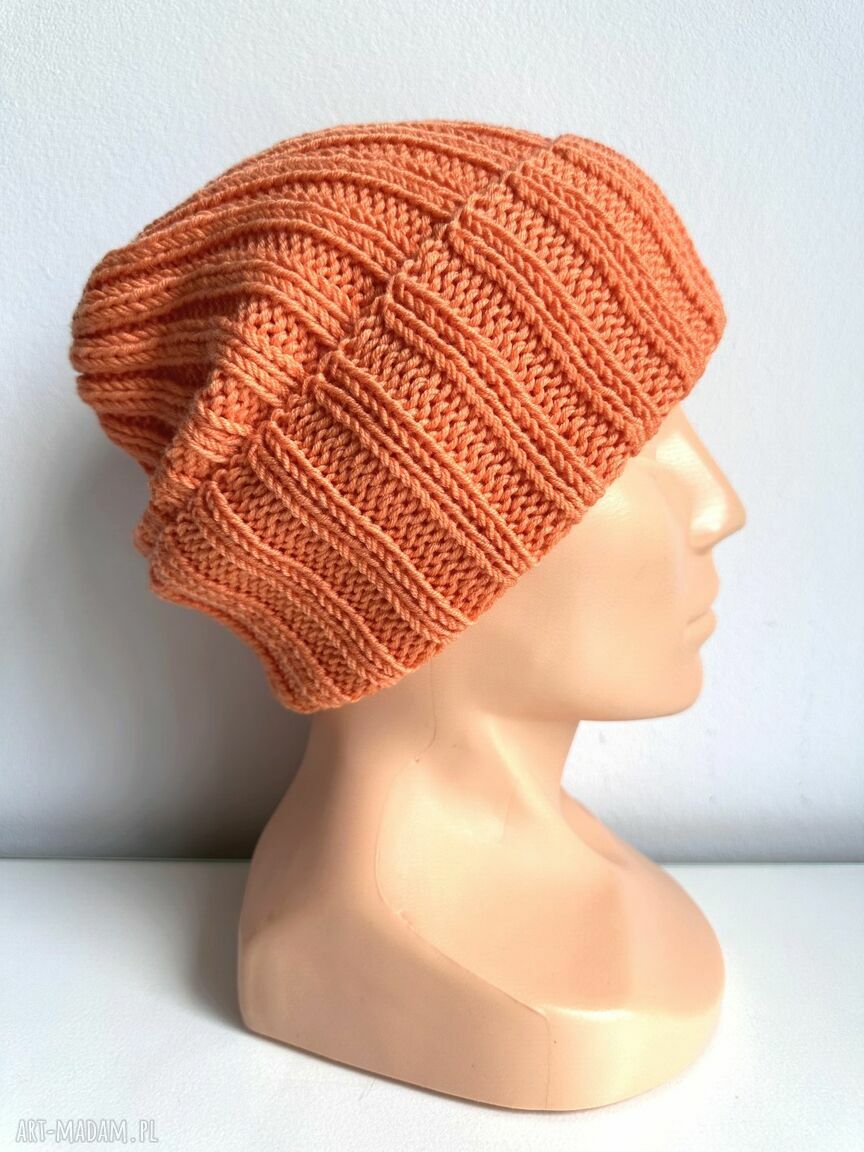 Wywijana czapka merino HELLI 100% Baby Merino 36 Pomarańczowy