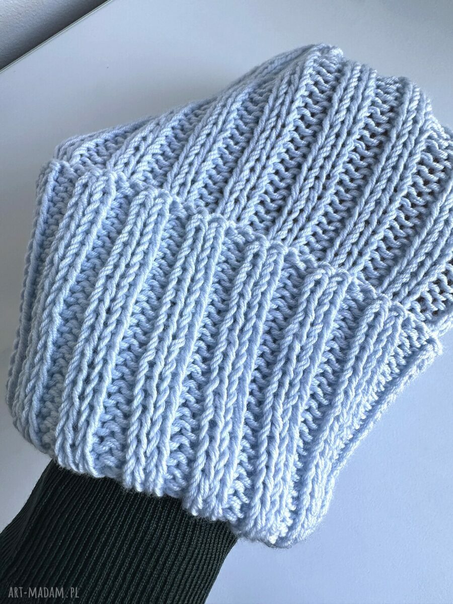 Wywijana czapka merino HELLI 100% Baby Merino 53 Rosa