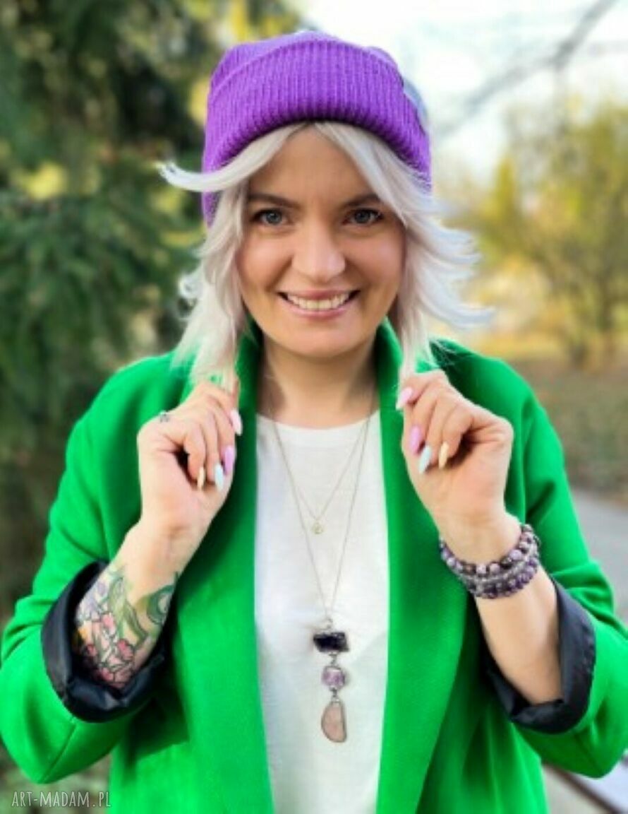 Czapka wywijana dwustronna beanie Brain Inside w kolorze fioletowym