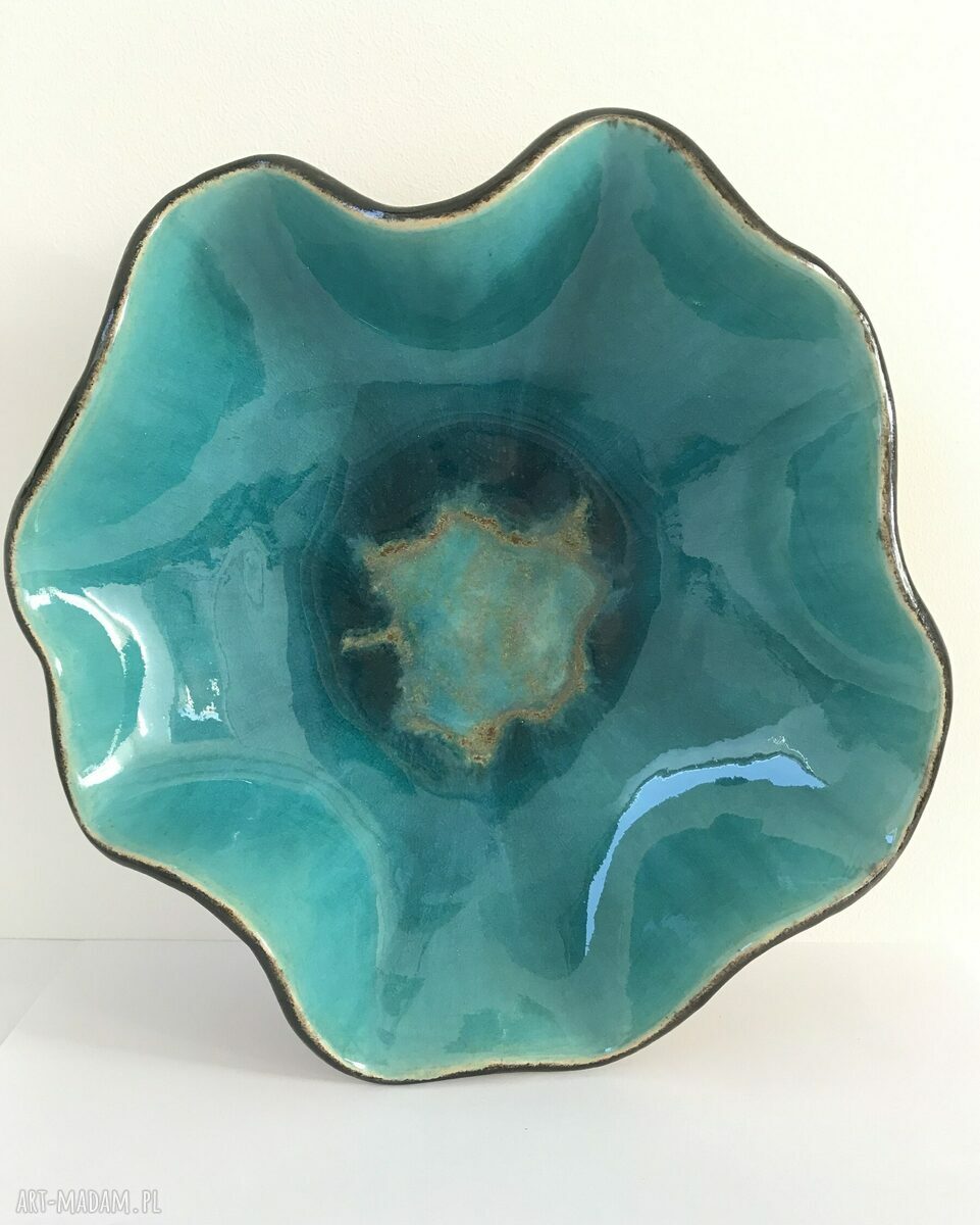 Wywijana koronkowa misa ceramiczna - miska na owoce