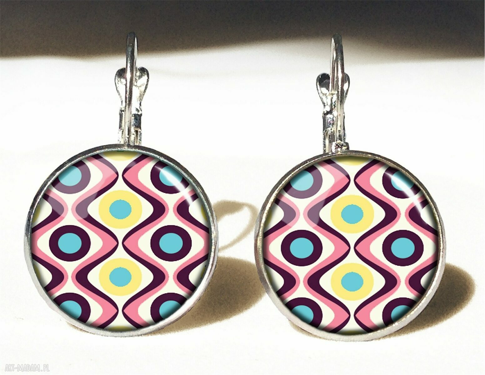 love 60s duże kolczyki wiszące lata wzorki kropki ręcznie