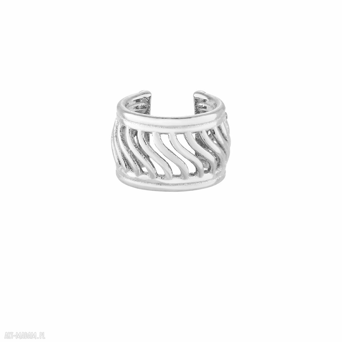 Srebrna ażurowa nausznica naucho srebro925 ozdoba paski wzorki