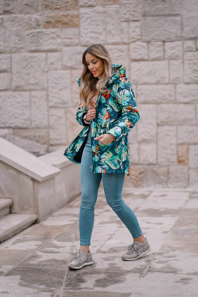 kurtki: damska kurtka parka z kapturem i kieszeniami Ręcznie zrobione