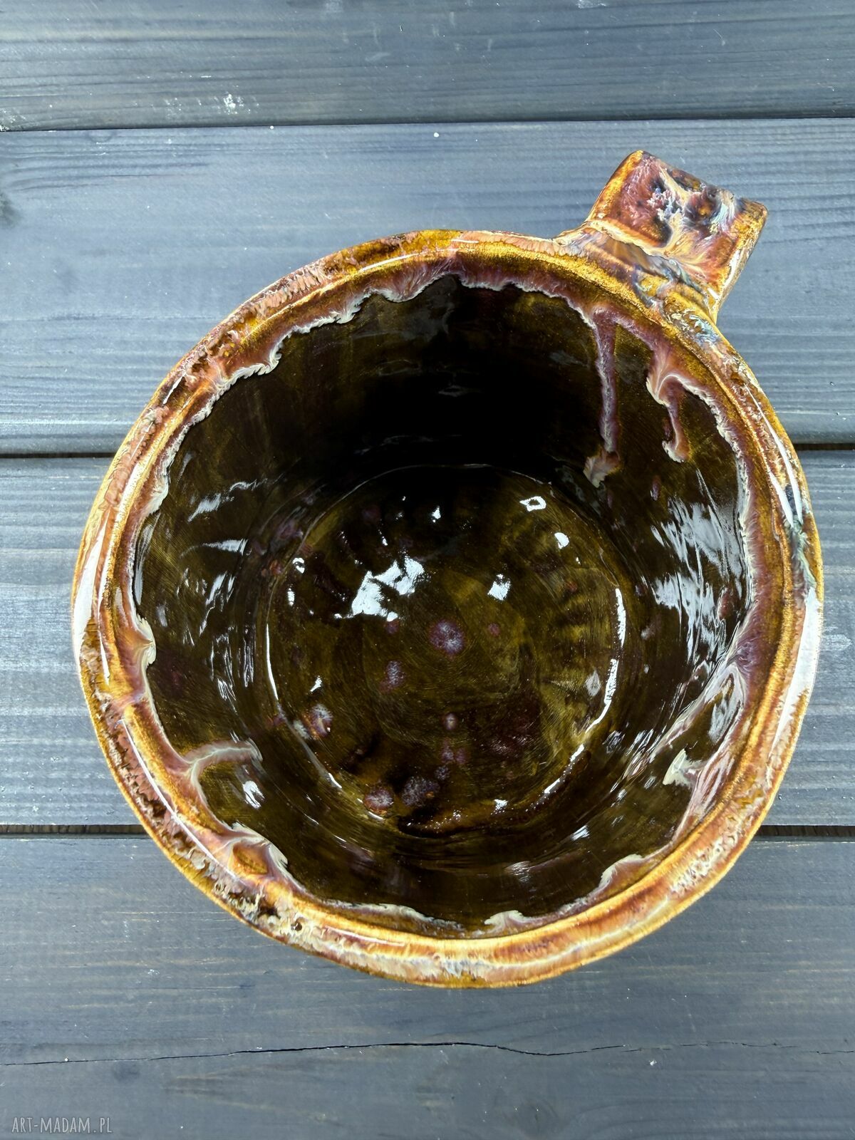 Duży kubek ceramiczny XL 500 ml - brązowo-beżowy