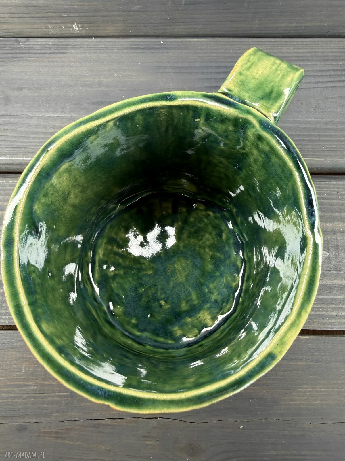 Duży kubek ceramiczny XL 500 ml - zielony handmade