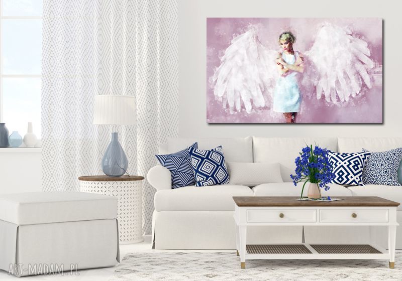 Obraz XXL Anioł 1 Róż 120x70 cm na płótnie Canvas - gotowy do powieszenia