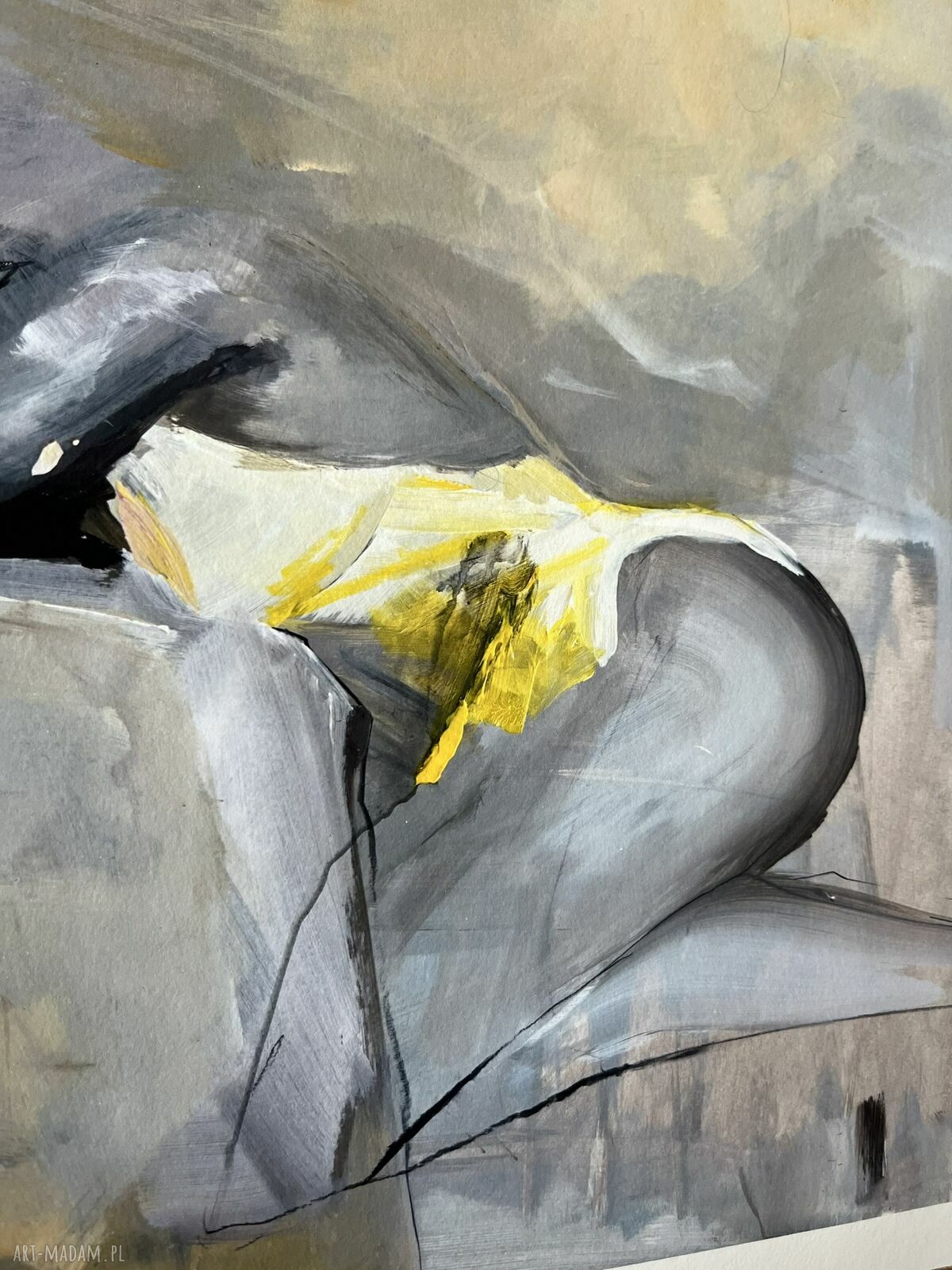 Yellow - 100x70: duży obraz kobiety do salonu i sypialni (inkografia na papierze archiwalnym)