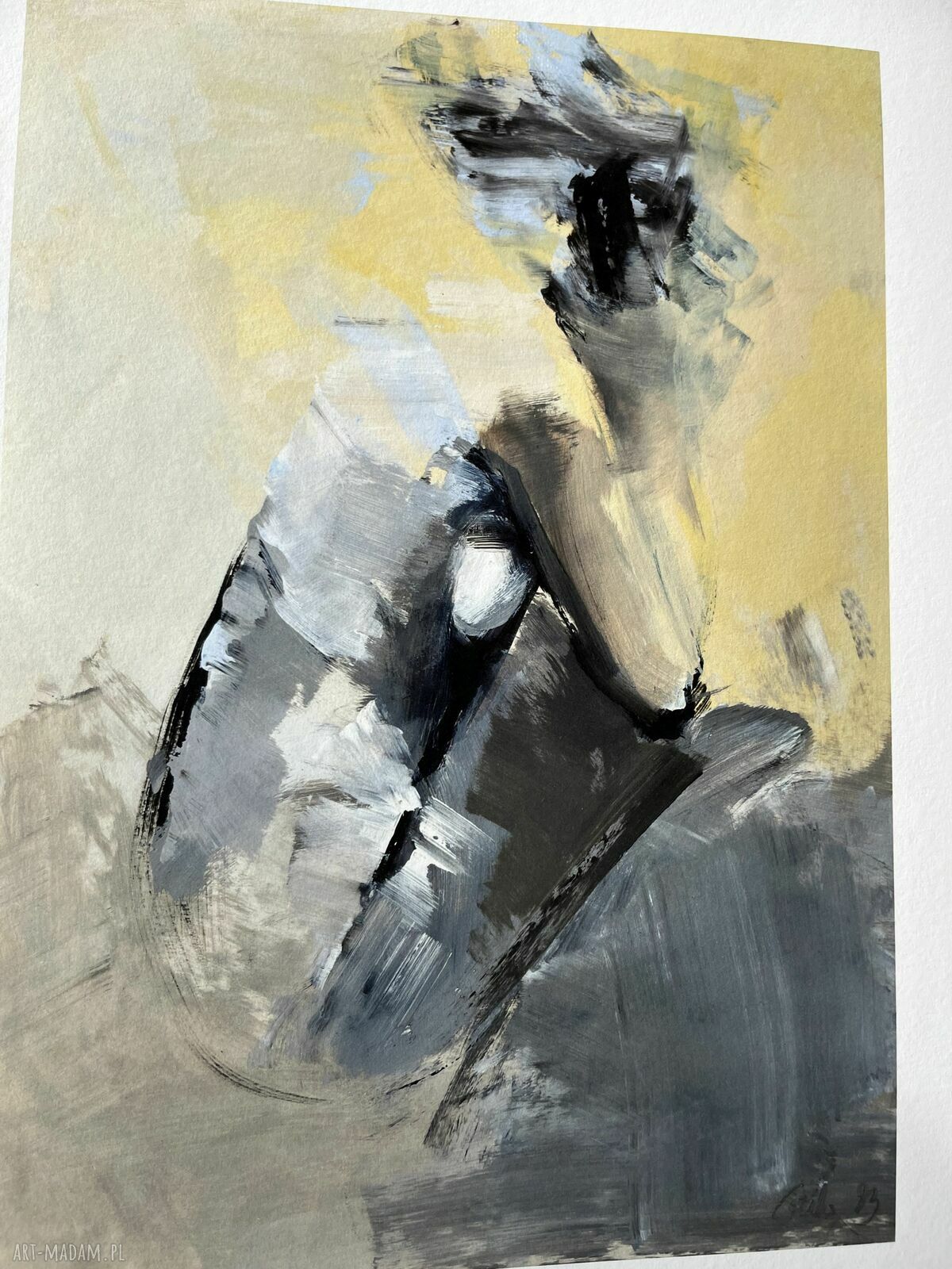 Yellow 40x60 - pastelowa inkografia do sypialni, obraz nad łóżko