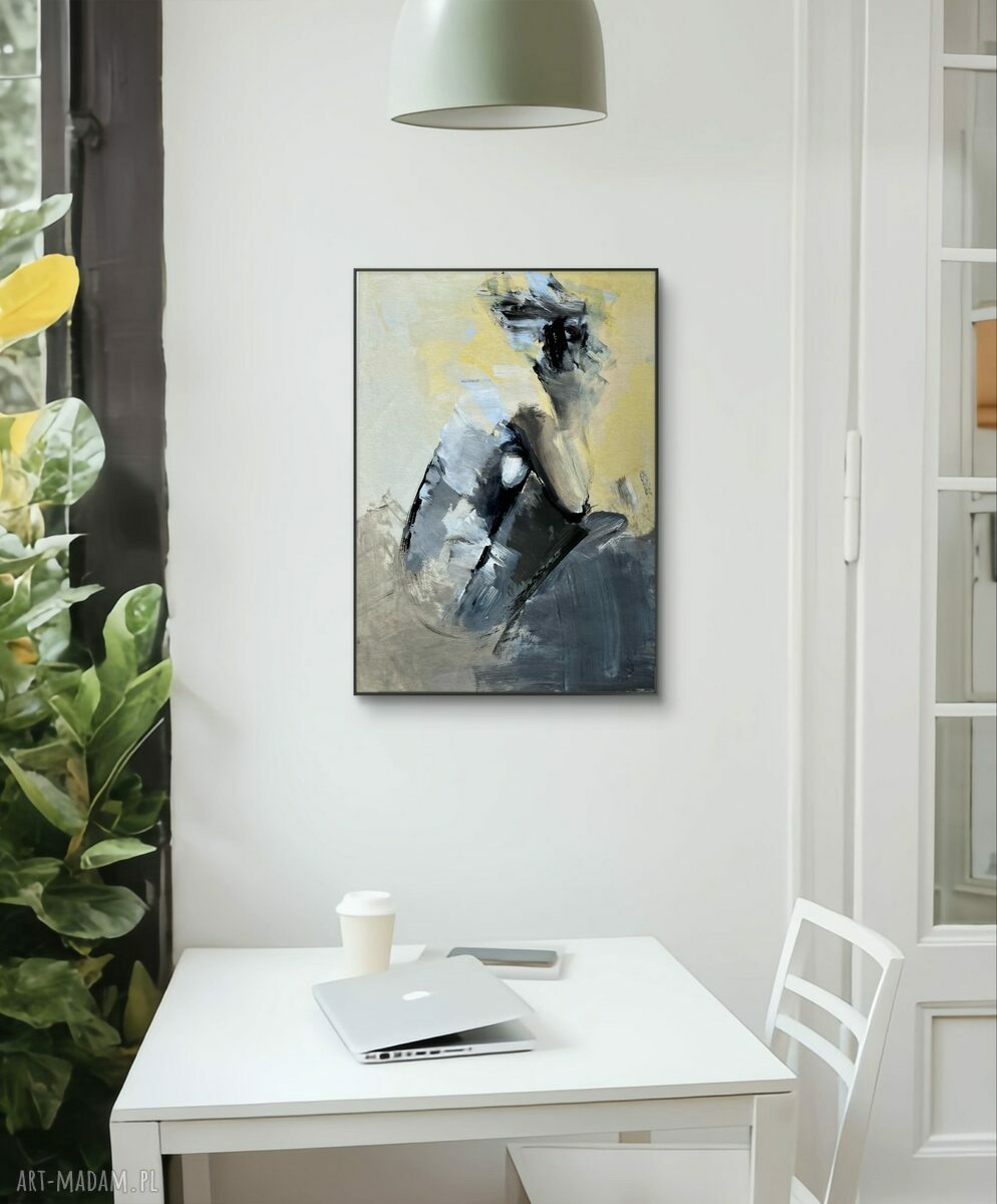 Yellow 40x60 - pastelowa inkografia do sypialni, obraz nad łóżko