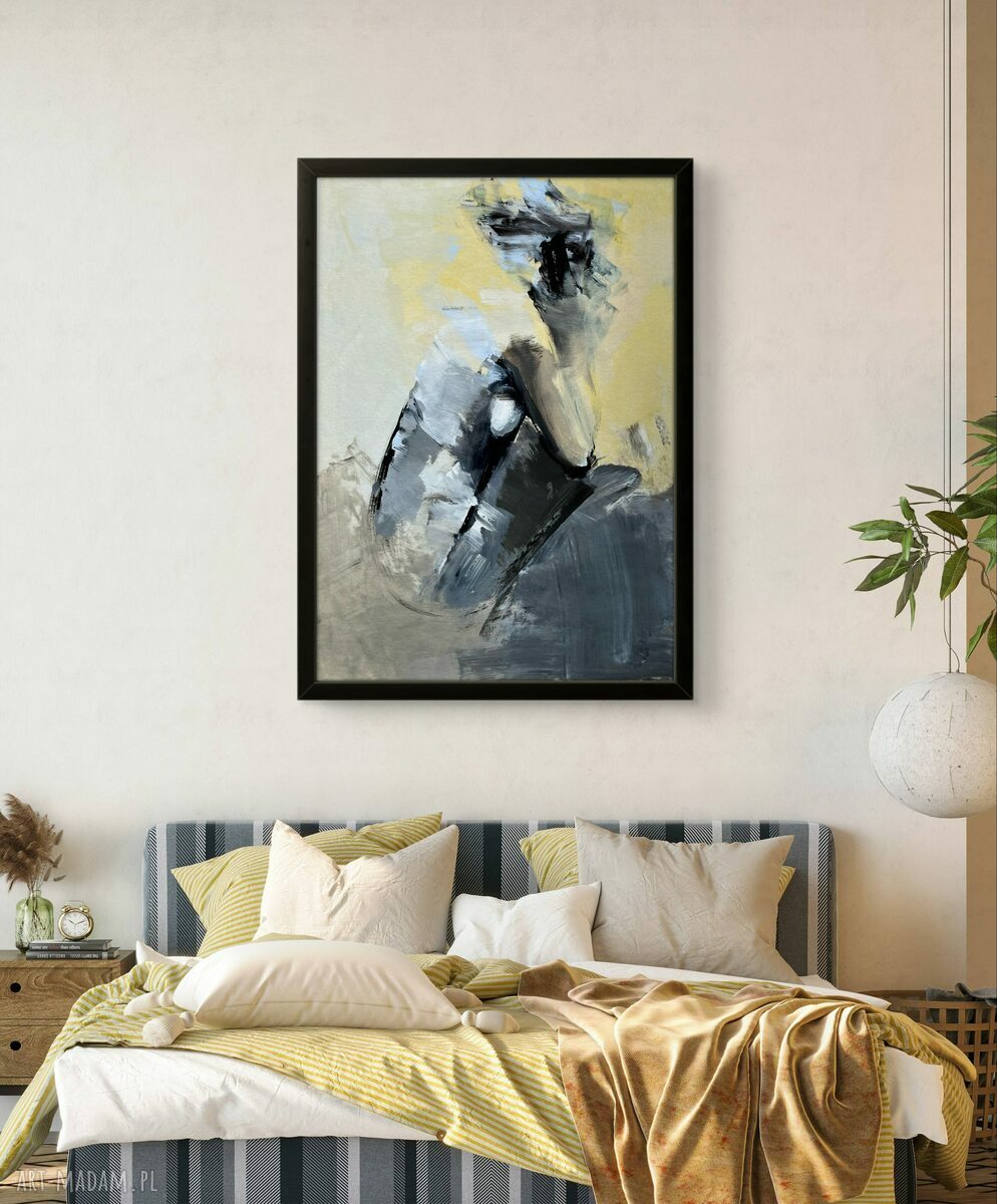 Yellow 40x60 - pastelowa inkografia do sypialni, obraz nad łóżko