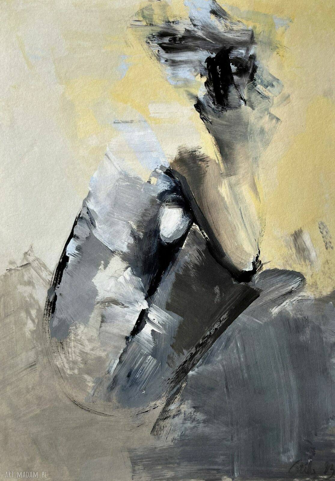 Yellow 40x60 - pastelowa inkografia do sypialni, obraz nad łóżko