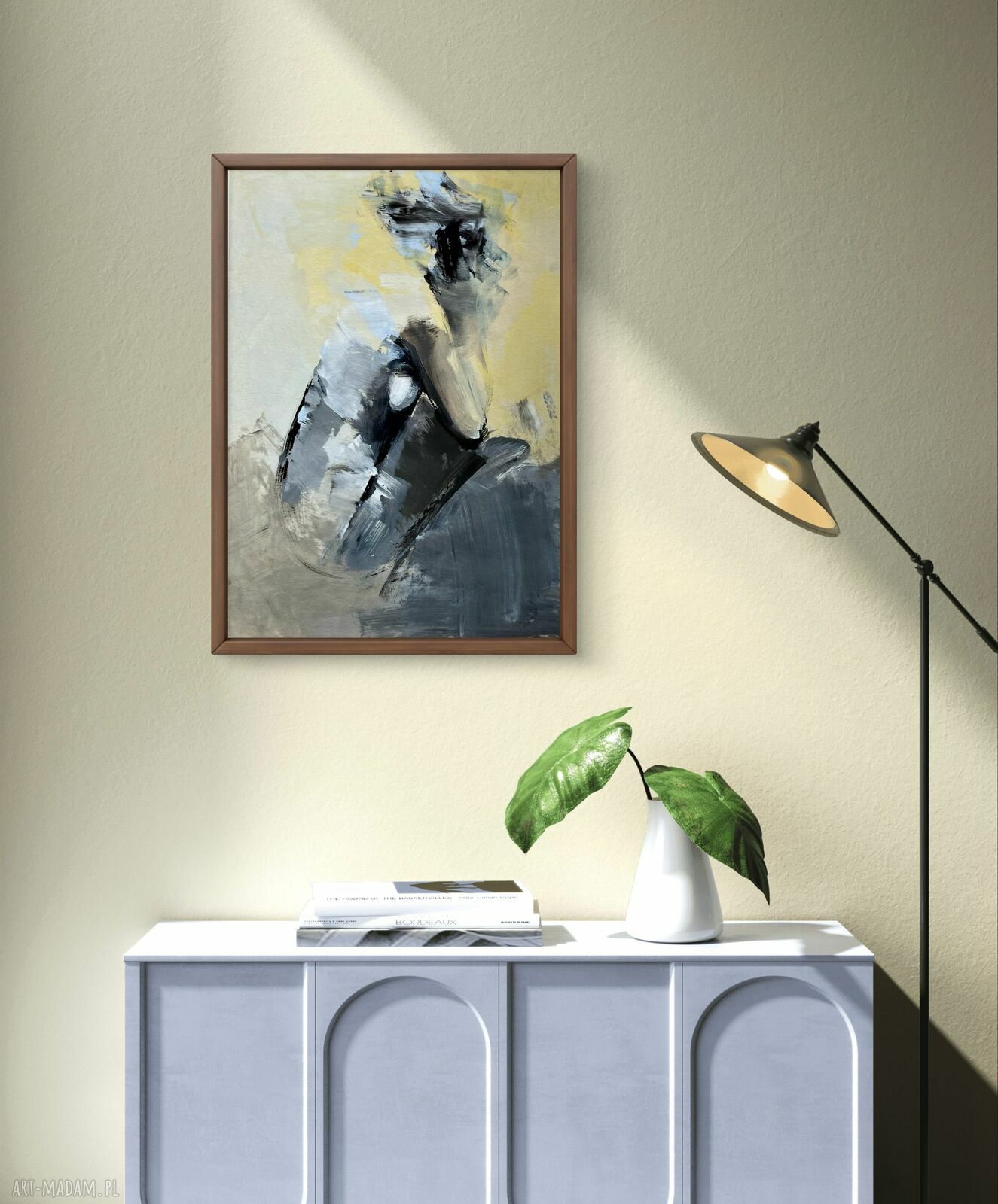 Yellow 40x60 - pastelowa inkografia do sypialni, obraz nad łóżko
