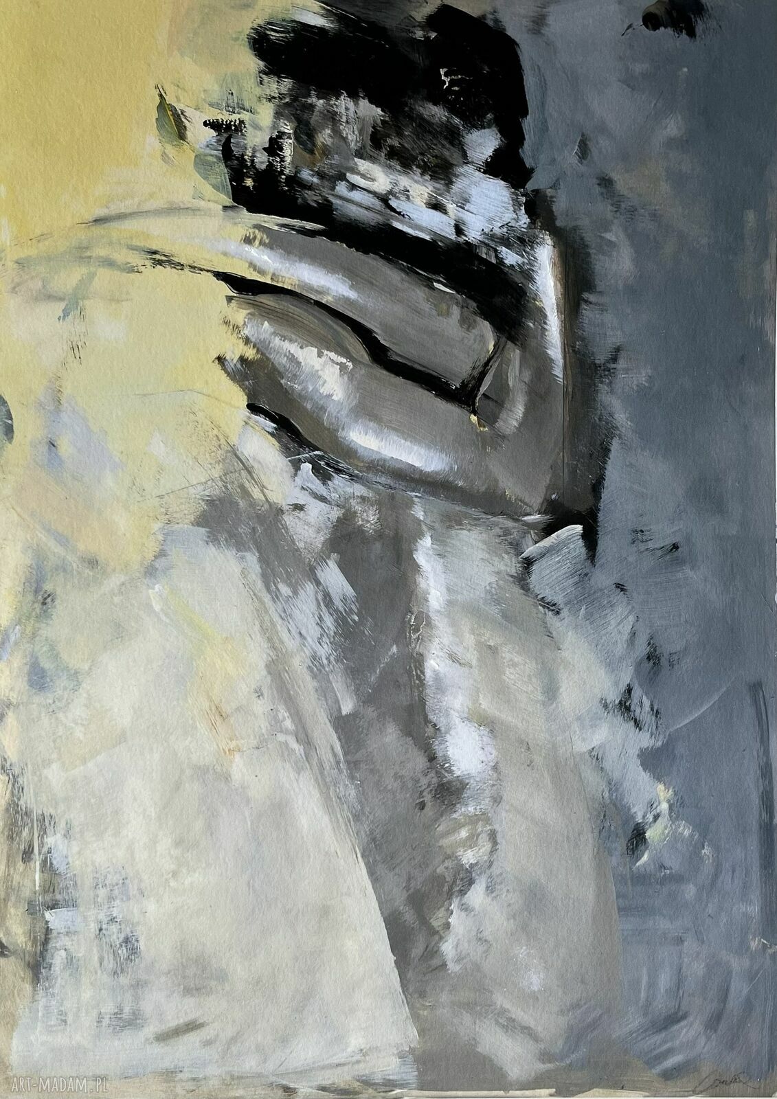Yellow - pastelowa inkografia 60x87 cm do sypialni nad łóżko