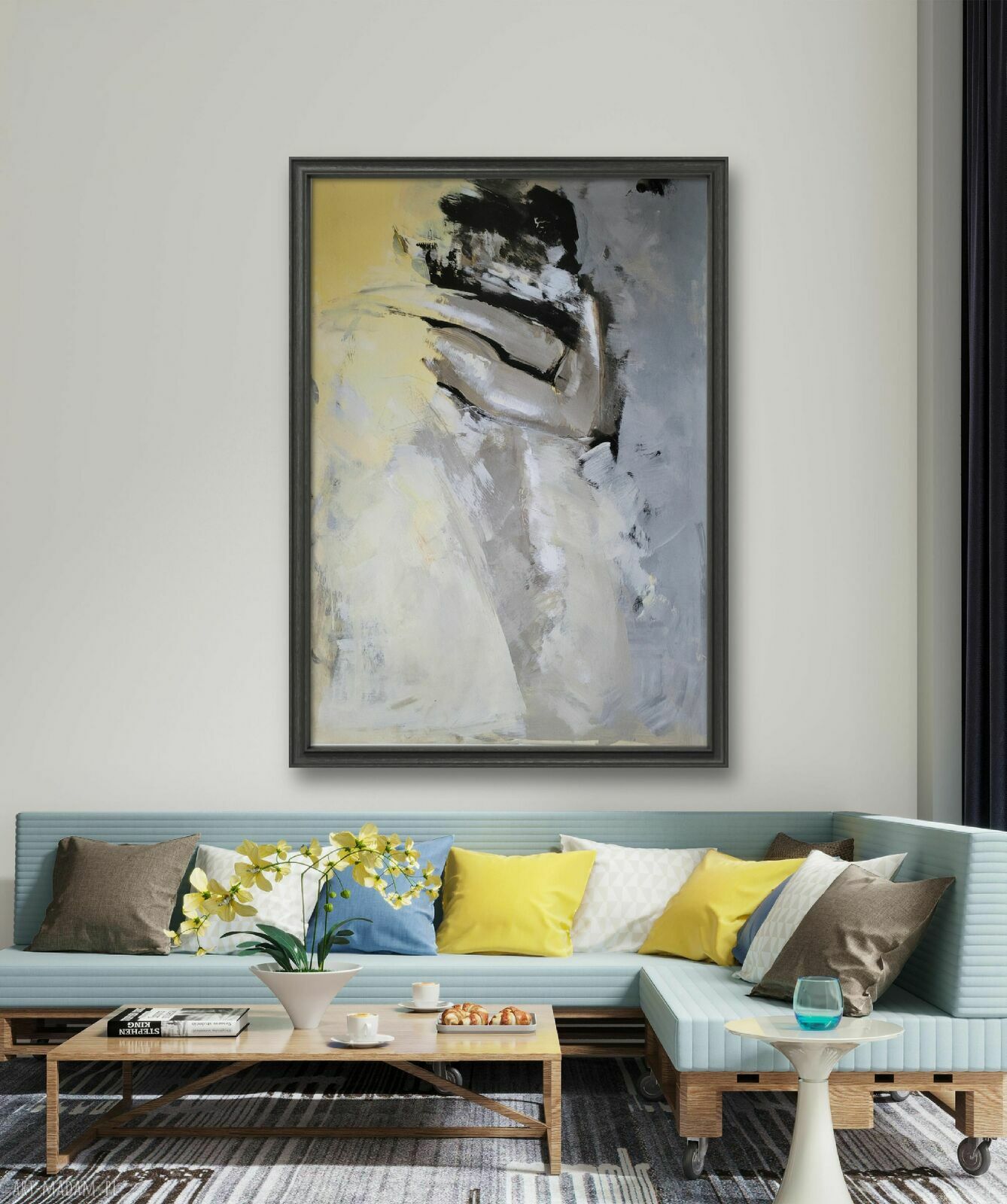 Yellow - pastelowa inkografia 60x87 cm do sypialni nad łóżko
