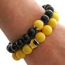 hand made bransoletki yellow jade & onyx set