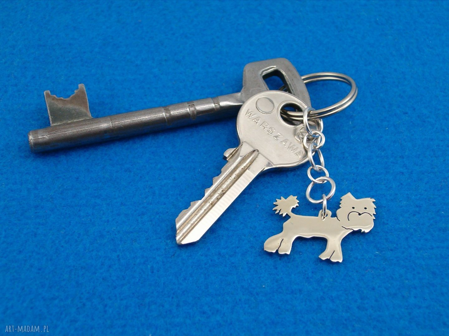 Yorkshire Terrier ze srebra 925 - brelok ręcznie polerowany