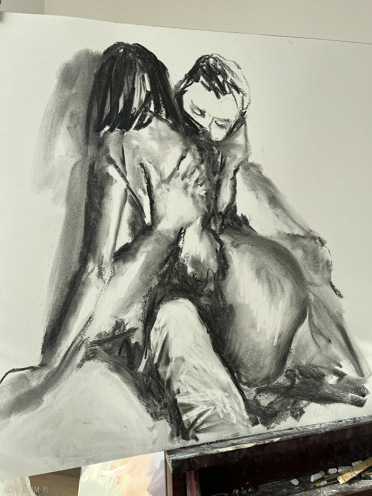 Obraz "You" 70x80 do sypialni - grafika nad łóżko z rysunkiem węglem