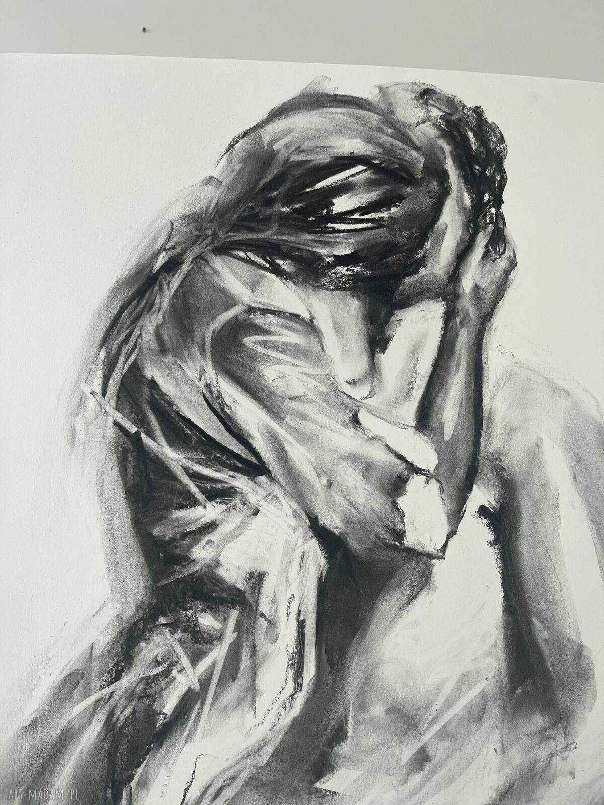 You, Me - oryginalny rysunek węglem 100x70 cm
