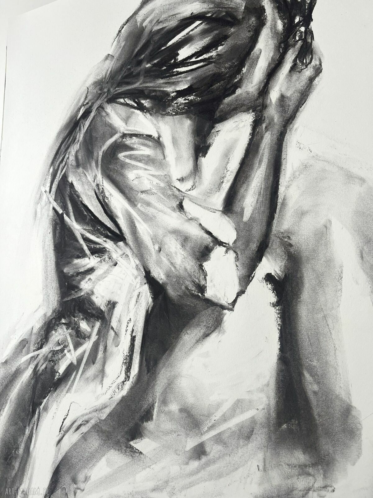 You, Me - oryginalny rysunek węglem 100x70 cm
